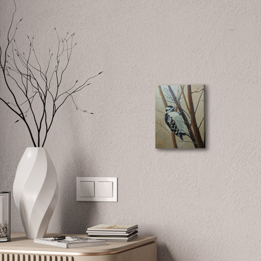 Woodpecker in Winter Forest – Realistic Bird Oil Painting on Canvas | Wildlife Art, Nature Wall Decor, original oil painting