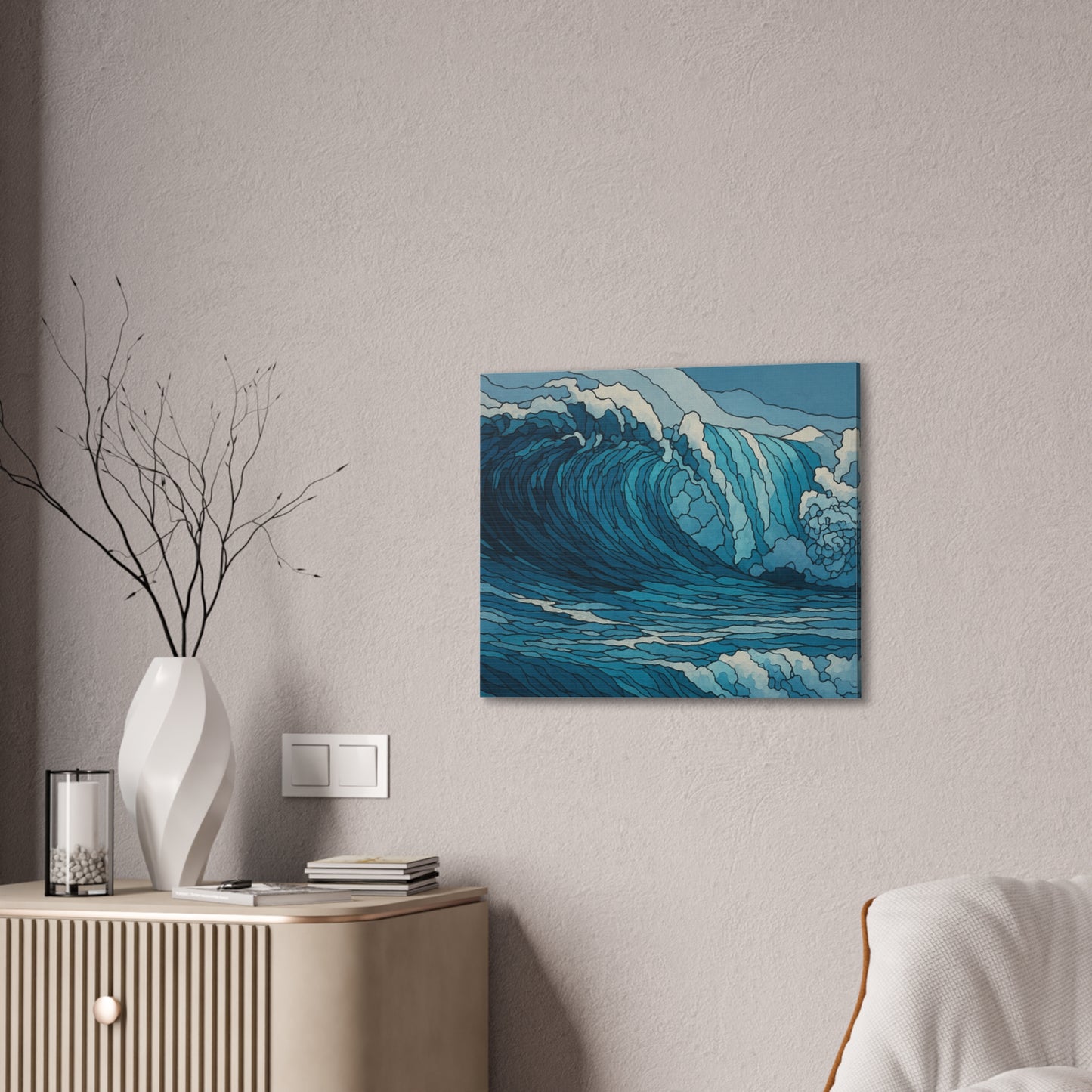 Tidal Energy, Abstract Digital Watercolor Wave Painting