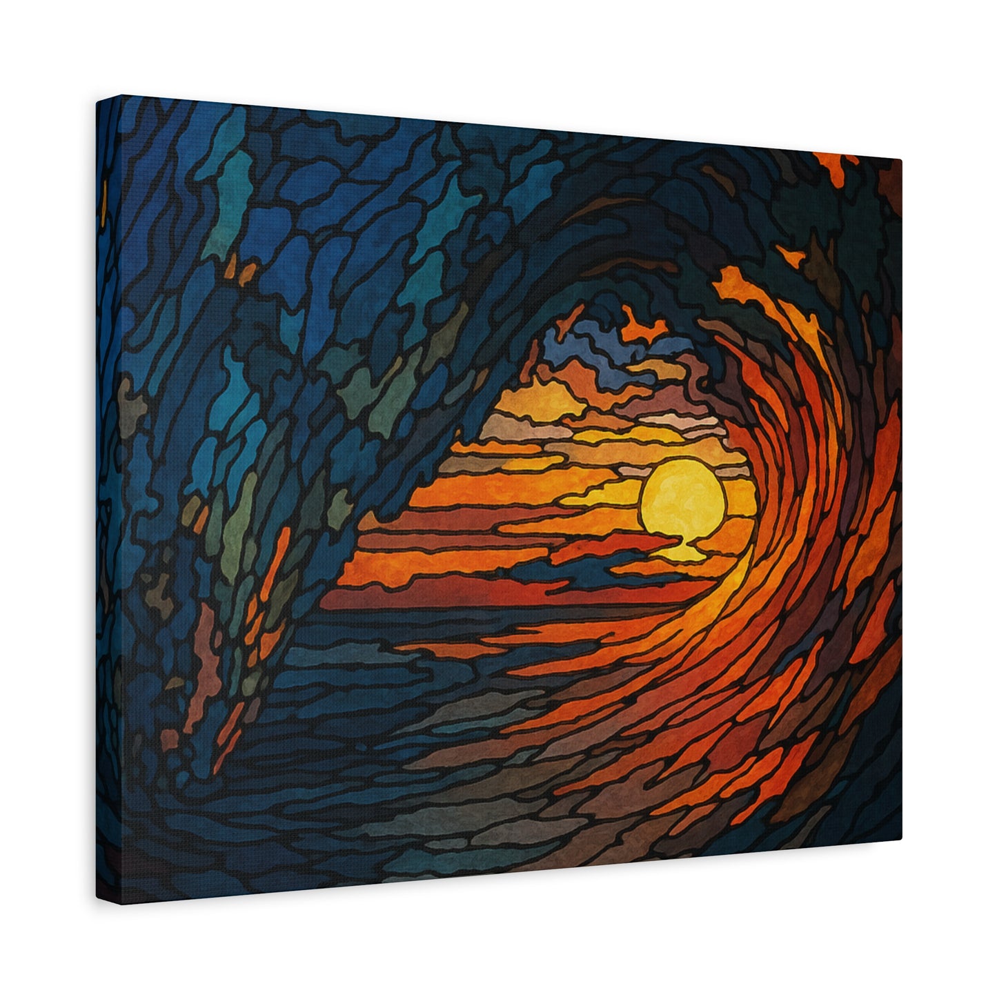 Sunset Barrel Wave-Matte Canvas Art, Sunset Wall Decor, Beach House Decoration, Coastal Home Decor, Gift for Art Lovers