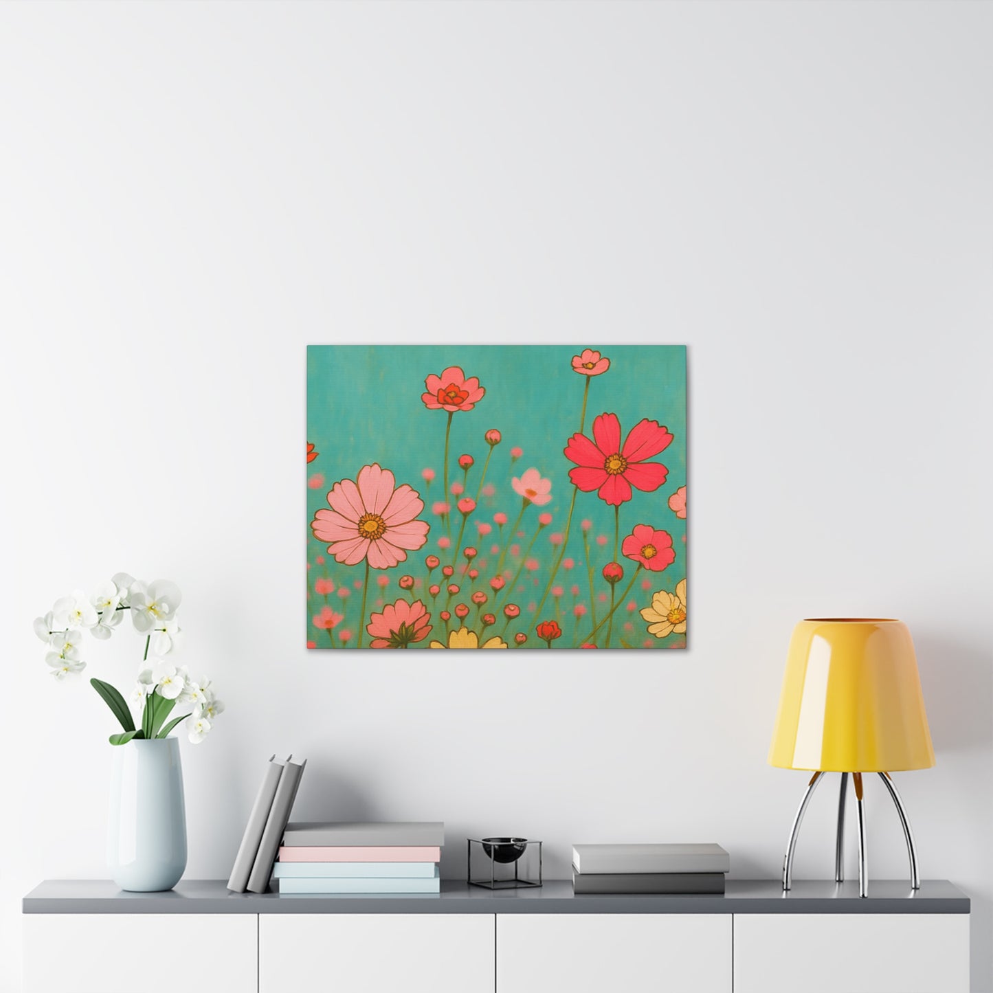 Blossom Breeze (Canvas)-Colorful Wildflower Art Print for Nursery or Bedroom | Floral Wall Decor