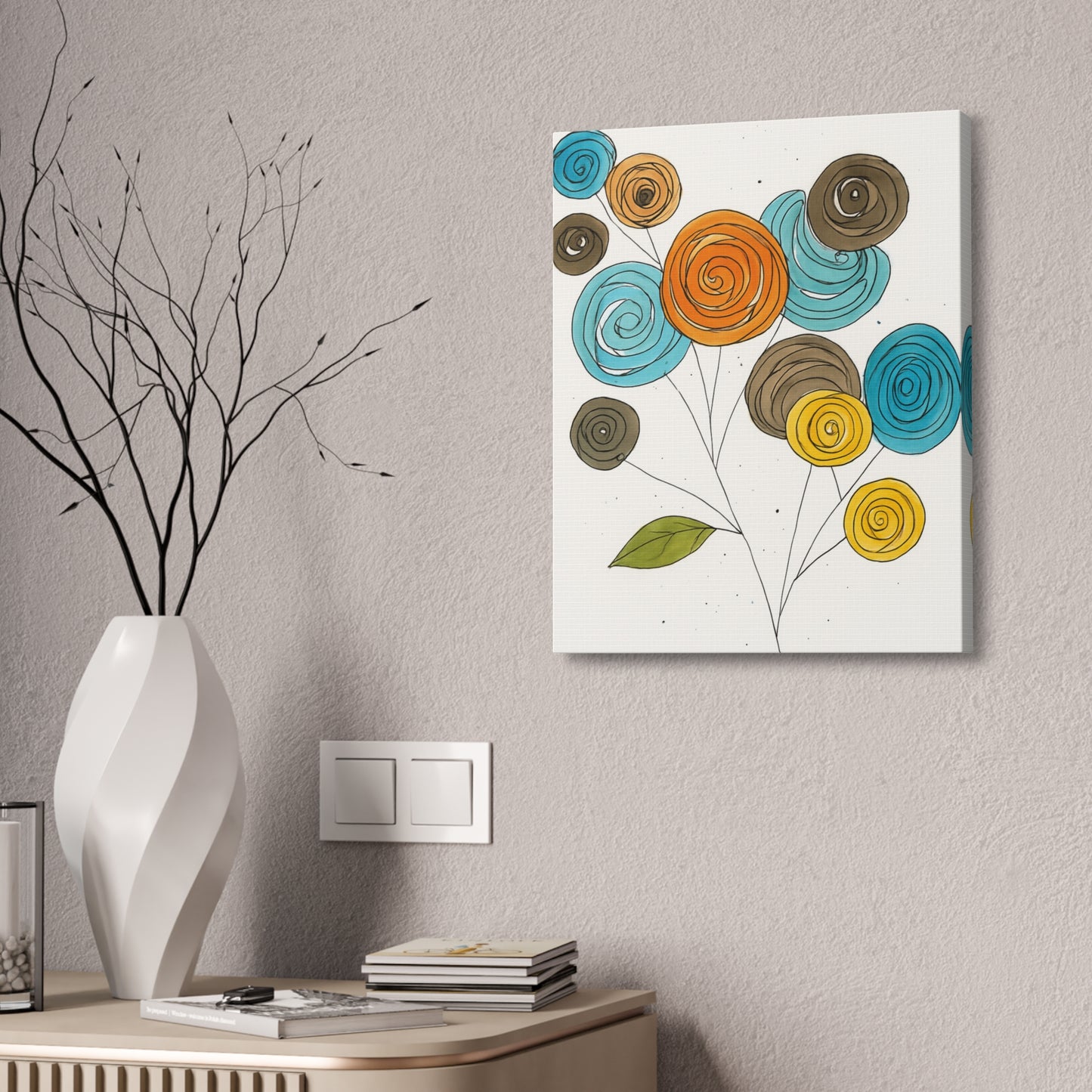 Spirals in Bloom IV – Modern Abstract Floral Digital Wall Art Print