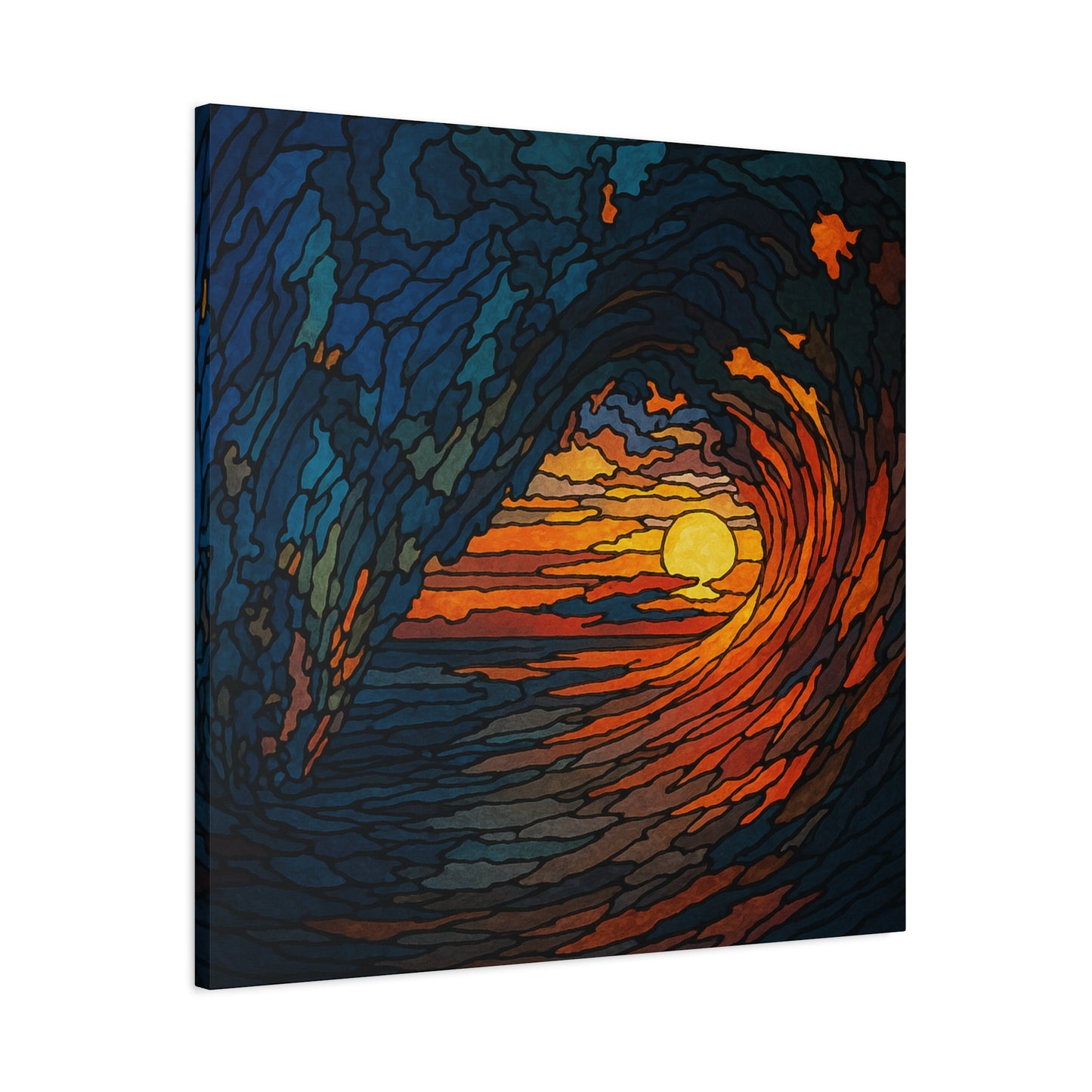 Sunset Barrel Wave-Matte Canvas Art, Sunset Wall Decor, Beach House Decoration, Coastal Home Decor, Gift for Art Lovers