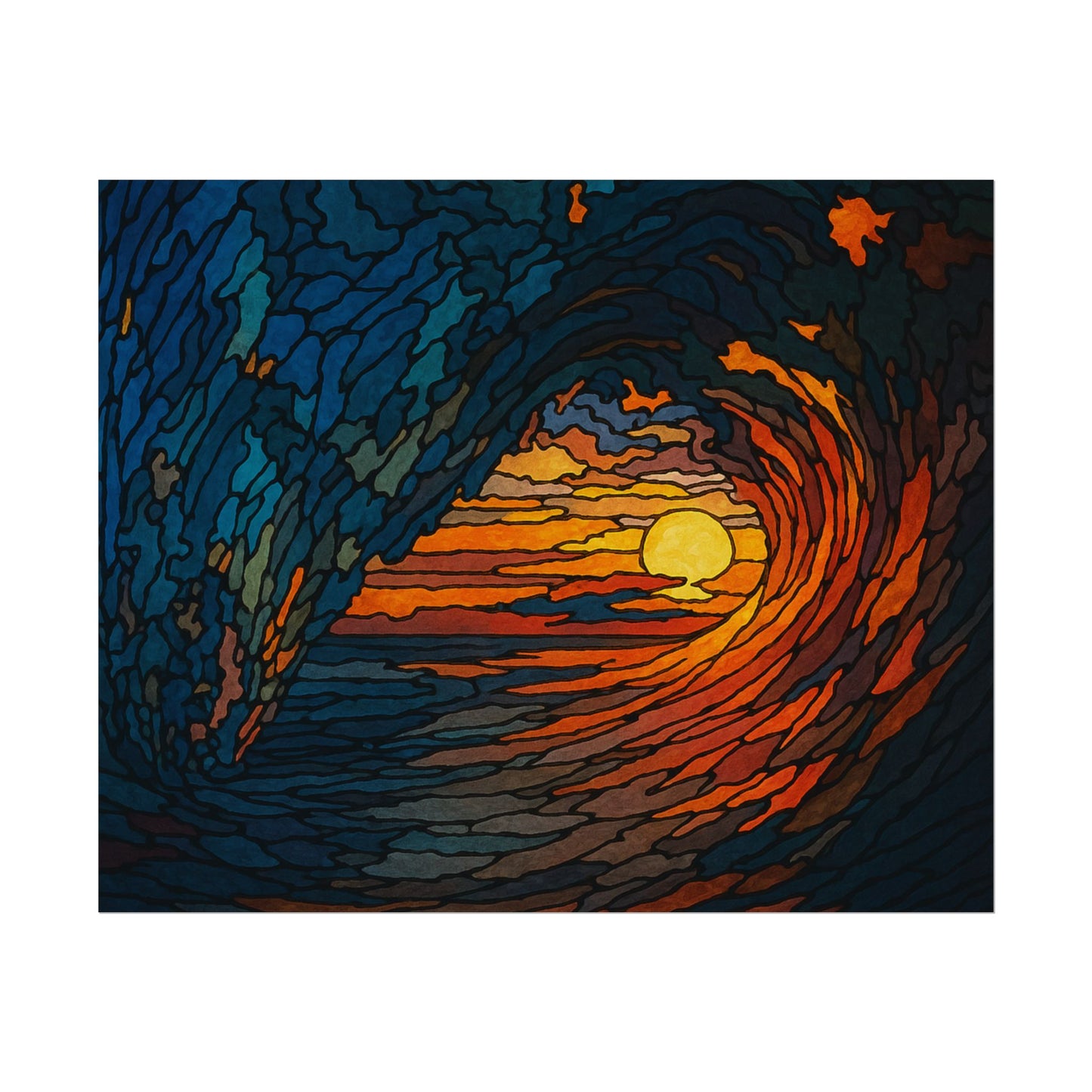 Sunset Barrel Wave, Poster Art, Ocean Decor for Beach Lovers, Art Print, Home Decoration, Gift for Sea Enthusiasts, Nautical Wall Art