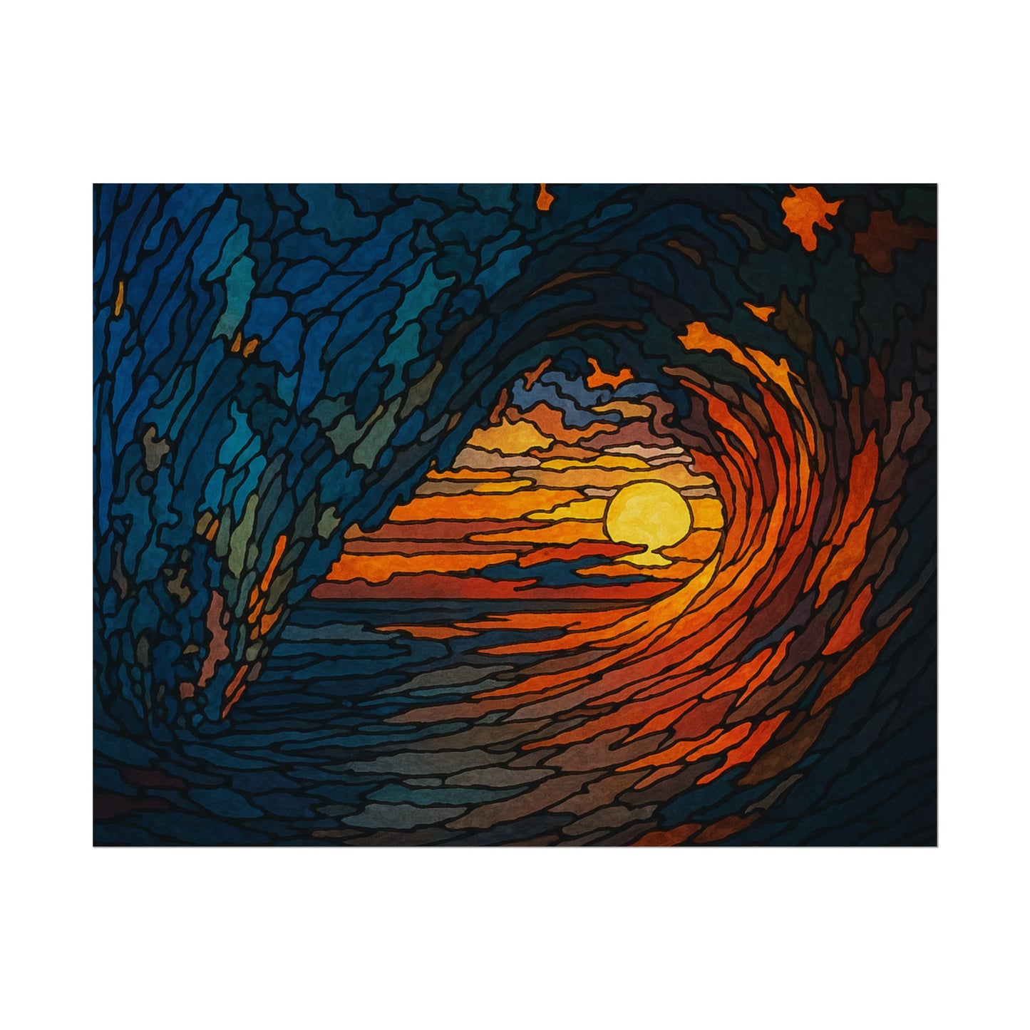 Sunset Barrel Wave, Poster Art, Ocean Decor for Beach Lovers, Art Print, Home Decoration, Gift for Sea Enthusiasts, Nautical Wall Art