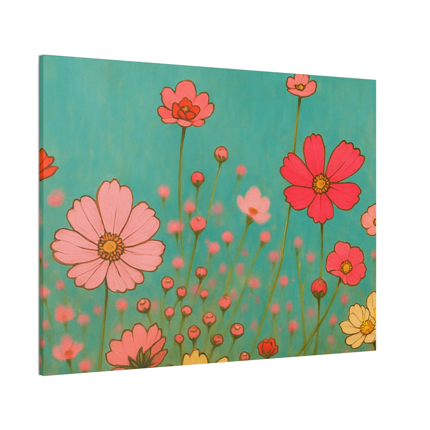 Blossom Breeze (Canvas)-Colorful Wildflower Art Print for Nursery or Bedroom | Floral Wall Decor