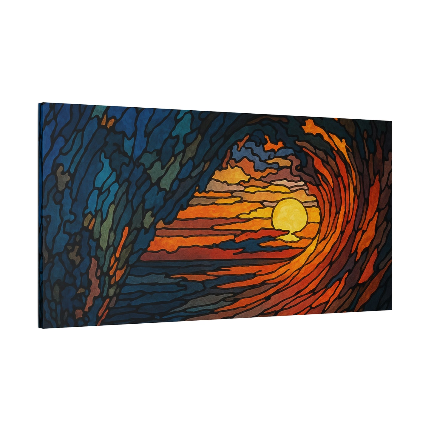 Sunset Barrel Wave-Matte Canvas Art, Sunset Wall Decor, Beach House Decoration, Coastal Home Decor, Gift for Art Lovers