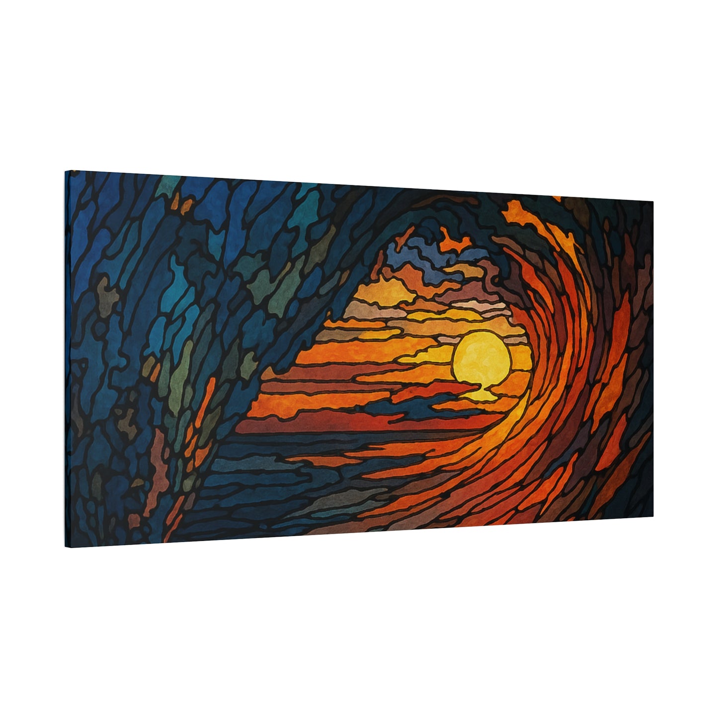 Sunset Barrel Wave-Matte Canvas Art, Sunset Wall Decor, Beach House Decoration, Coastal Home Decor, Gift for Art Lovers