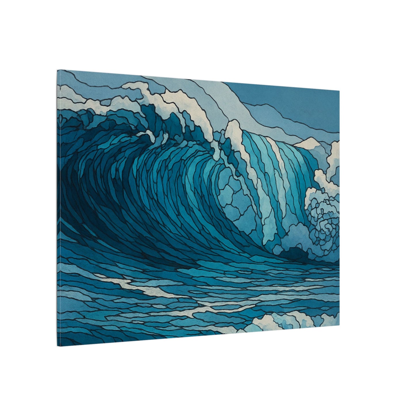 Ocean in Motion – Digital Watercolor Abstract Wave Wall Art Print