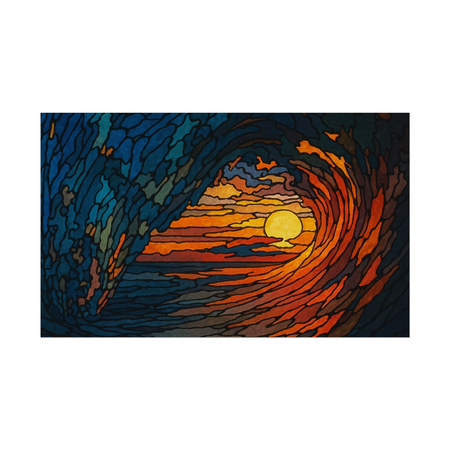 Sunset Barrel Wave, Poster Art, Ocean Decor for Beach Lovers, Art Print, Home Decoration, Gift for Sea Enthusiasts, Nautical Wall Art