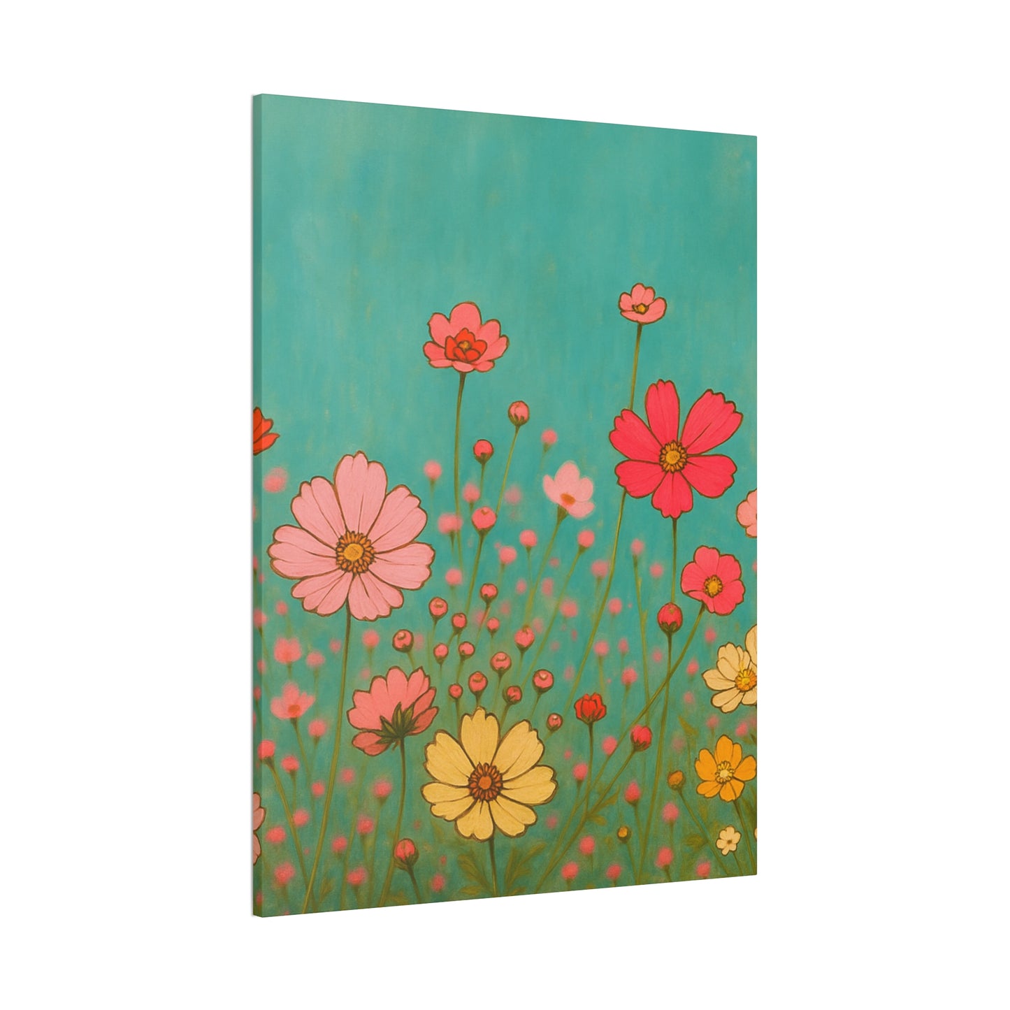 Blossom Breeze (Canvas)-Colorful Wildflower Art Print for Nursery or Bedroom | Floral Wall Decor