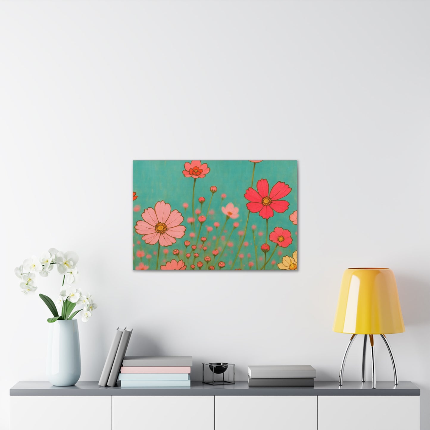 Blossom Breeze (Canvas)-Colorful Wildflower Art Print for Nursery or Bedroom | Floral Wall Decor