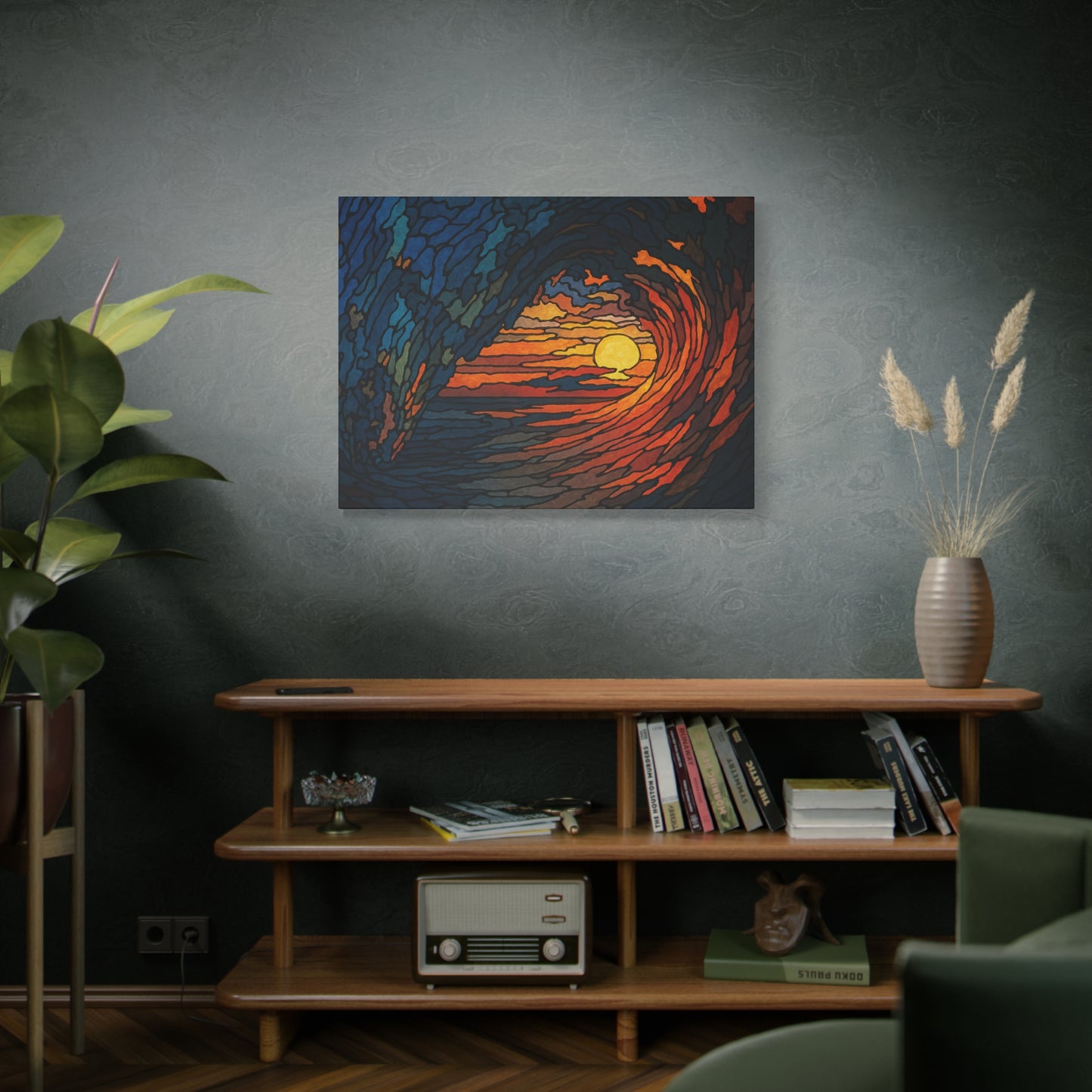 Sunset Barrel Wave-Matte Canvas Art, Sunset Wall Decor, Beach House Decoration, Coastal Home Decor, Gift for Art Lovers