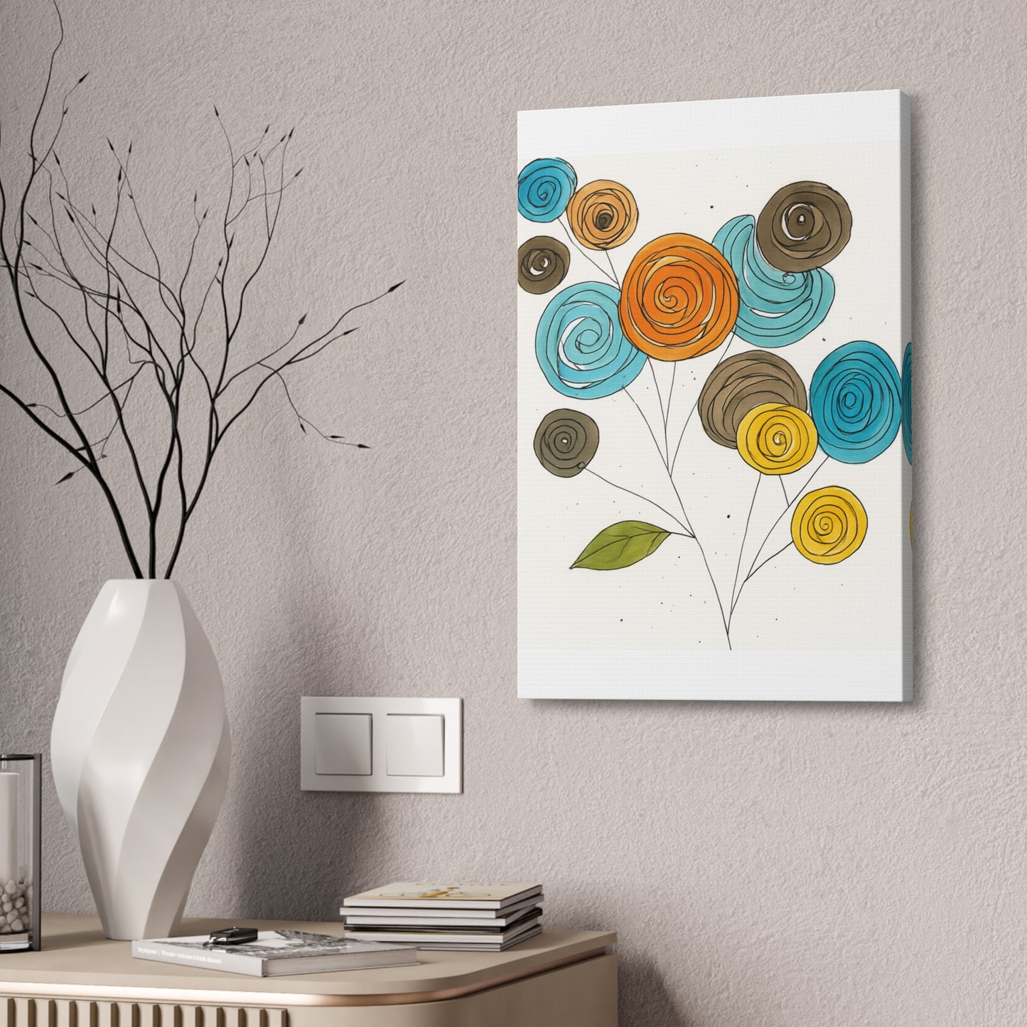 Spirals in Bloom IV – Modern Abstract Floral Digital Wall Art Print