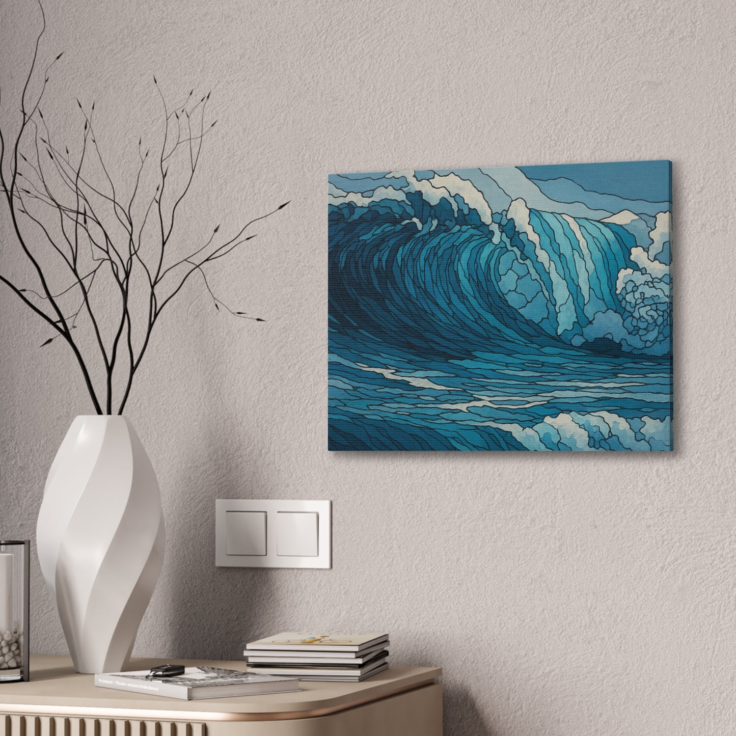 Tidal Energy, Abstract Digital Watercolor Wave Painting