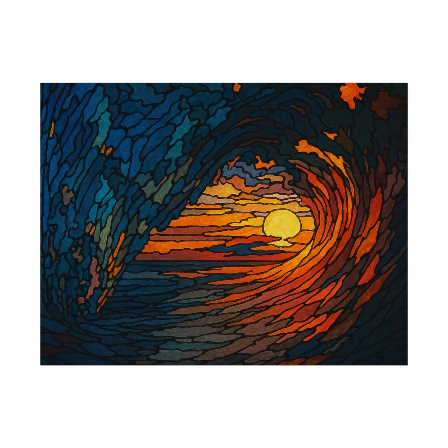 Sunset Barrel Wave, Poster Art, Ocean Decor for Beach Lovers, Art Print, Home Decoration, Gift for Sea Enthusiasts, Nautical Wall Art