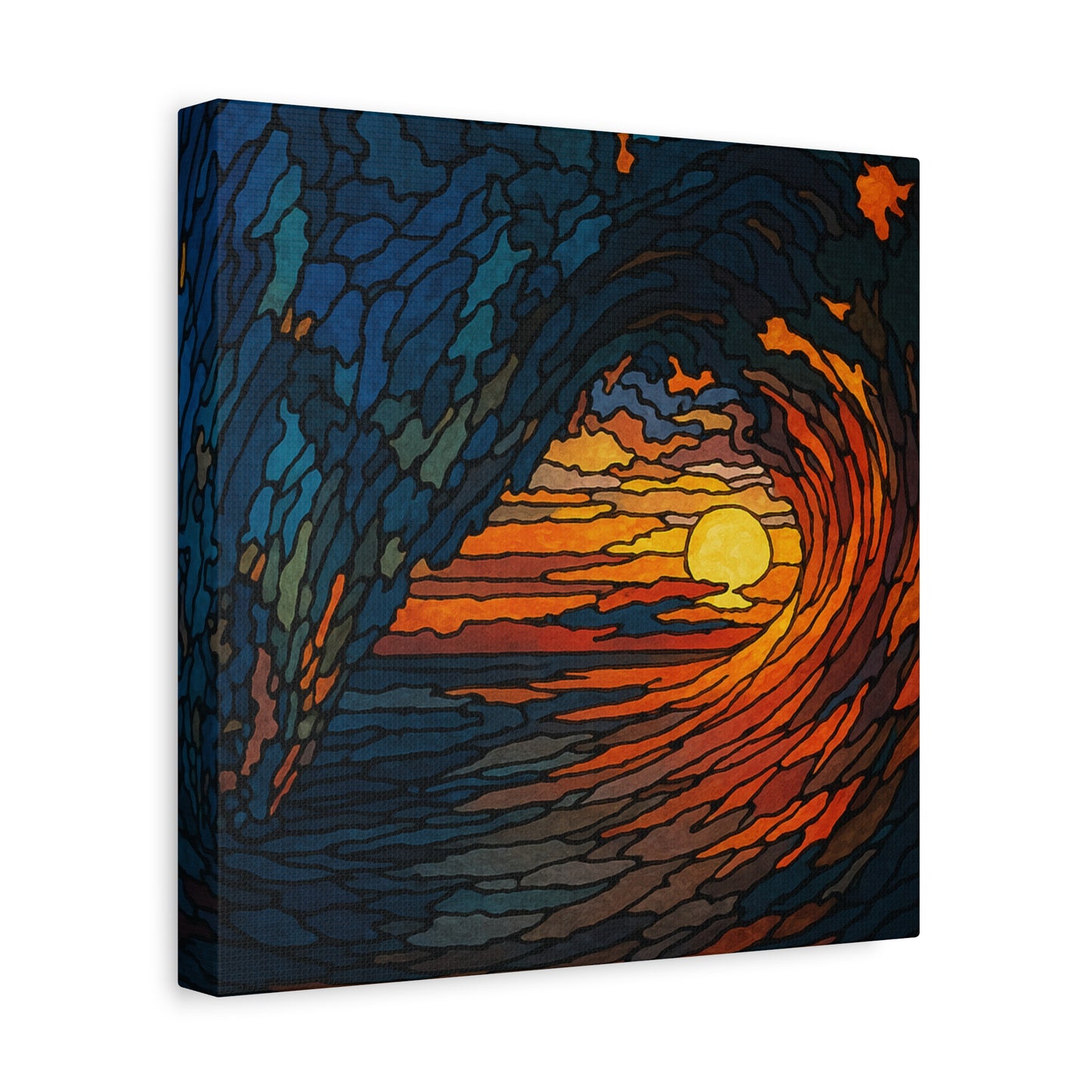 Sunset Barrel Wave-Matte Canvas Art, Sunset Wall Decor, Beach House Decoration, Coastal Home Decor, Gift for Art Lovers