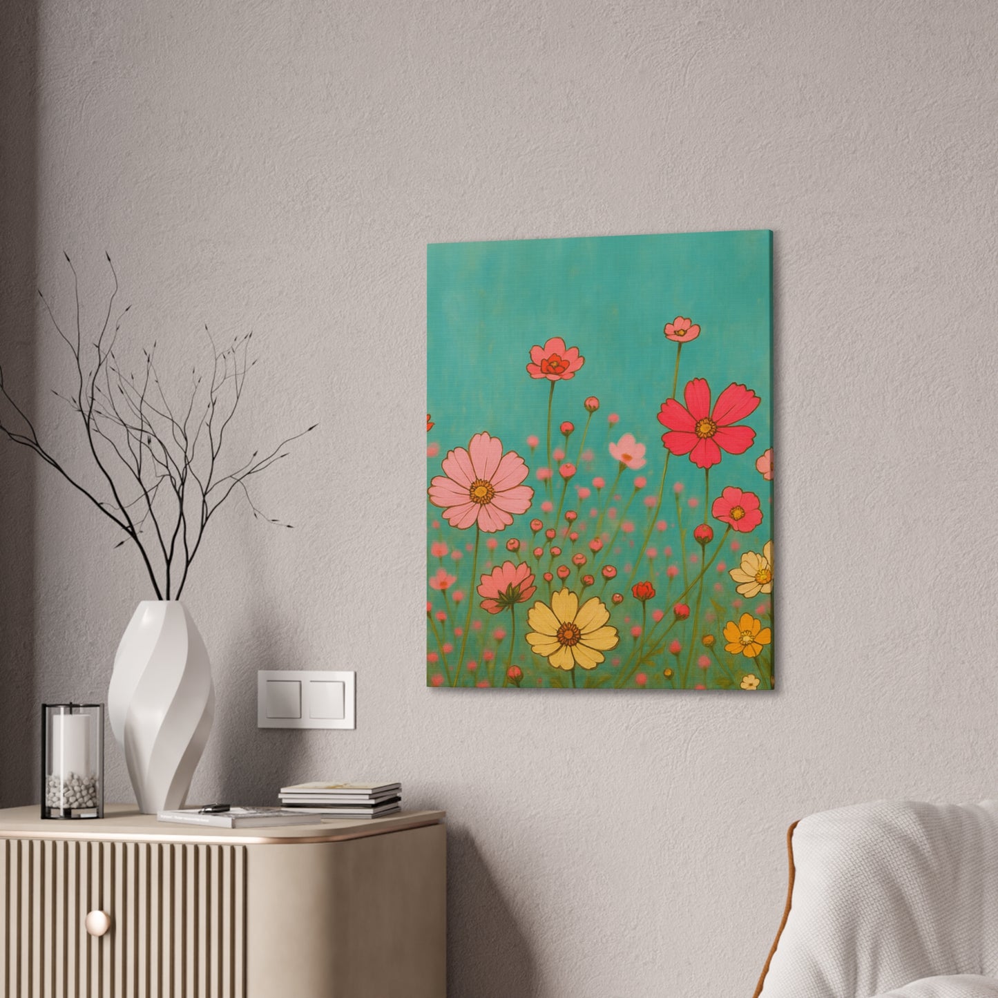 Blossom Breeze (Canvas)-Colorful Wildflower Art Print for Nursery or Bedroom | Floral Wall Decor