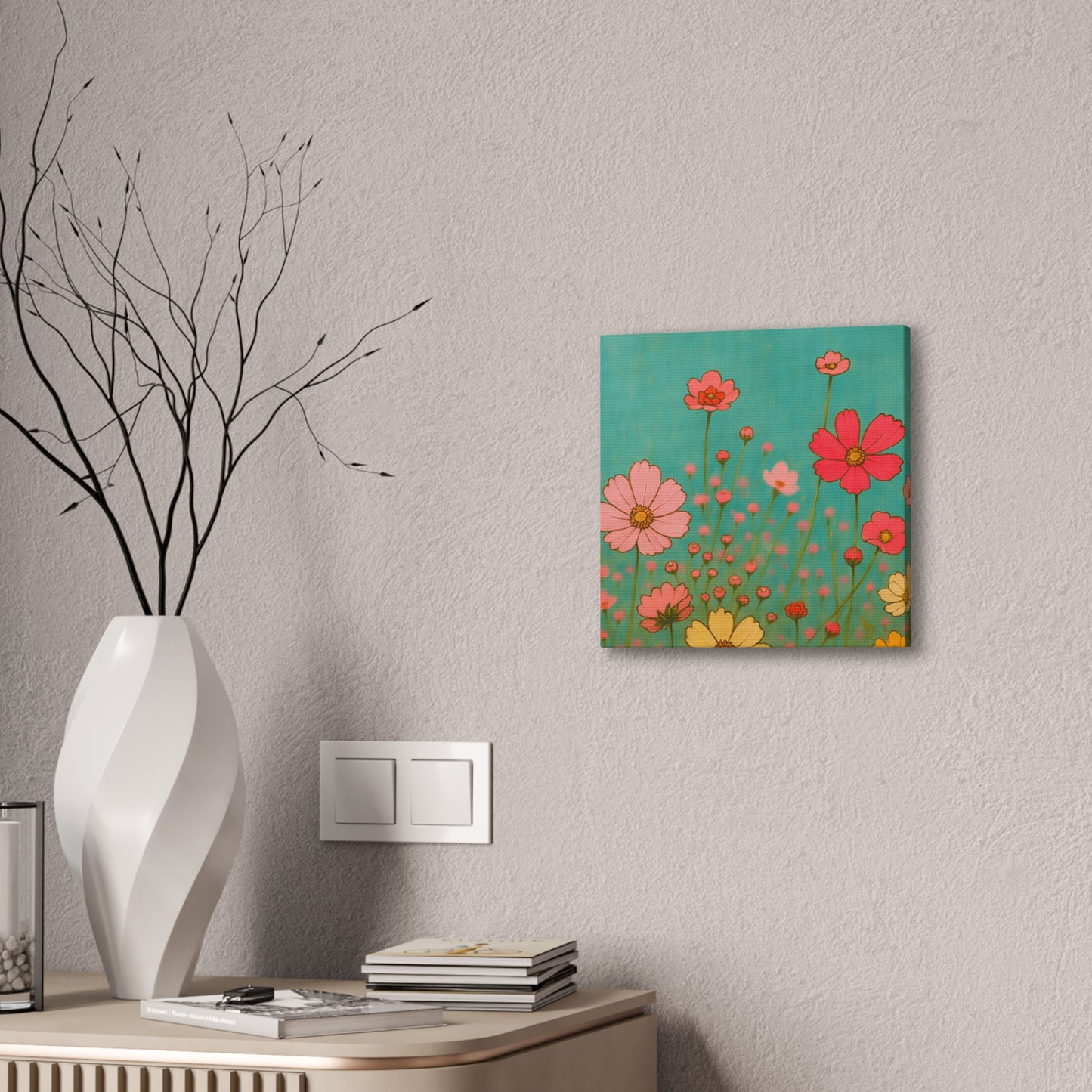 Blossom Breeze (Canvas)-Colorful Wildflower Art Print for Nursery or Bedroom | Floral Wall Decor