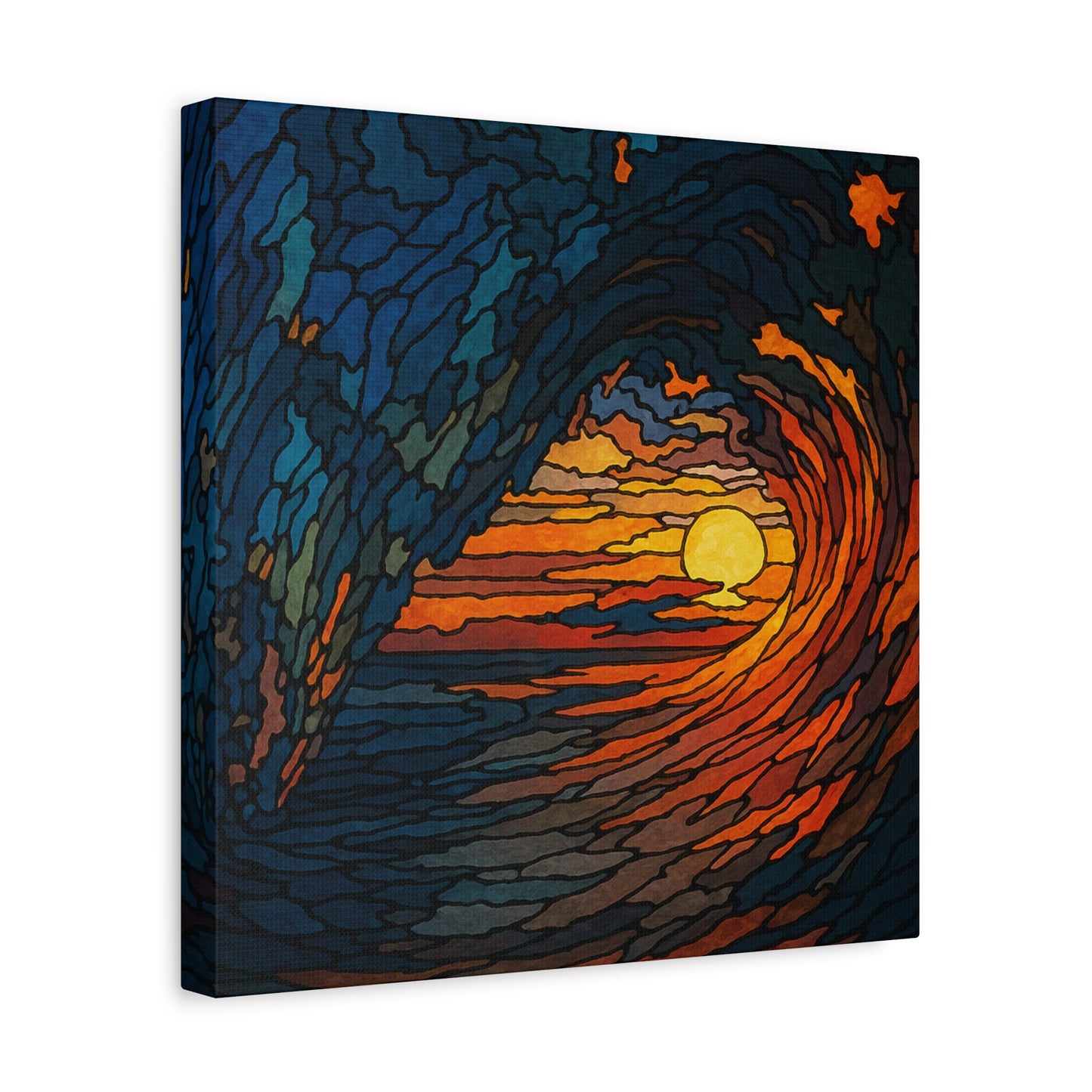 Sunset Barrel Wave-Matte Canvas Art, Sunset Wall Decor, Beach House Decoration, Coastal Home Decor, Gift for Art Lovers