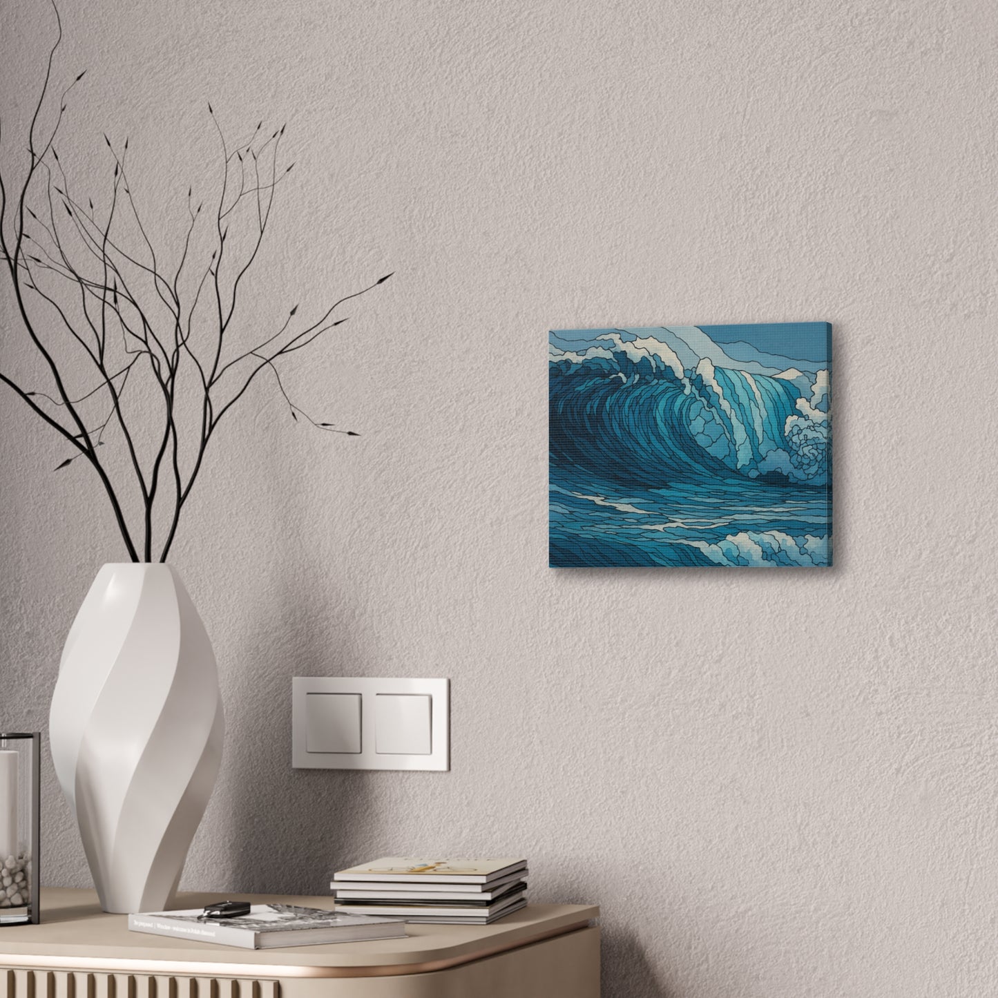 Tidal Energy, Abstract Digital Watercolor Wave Painting