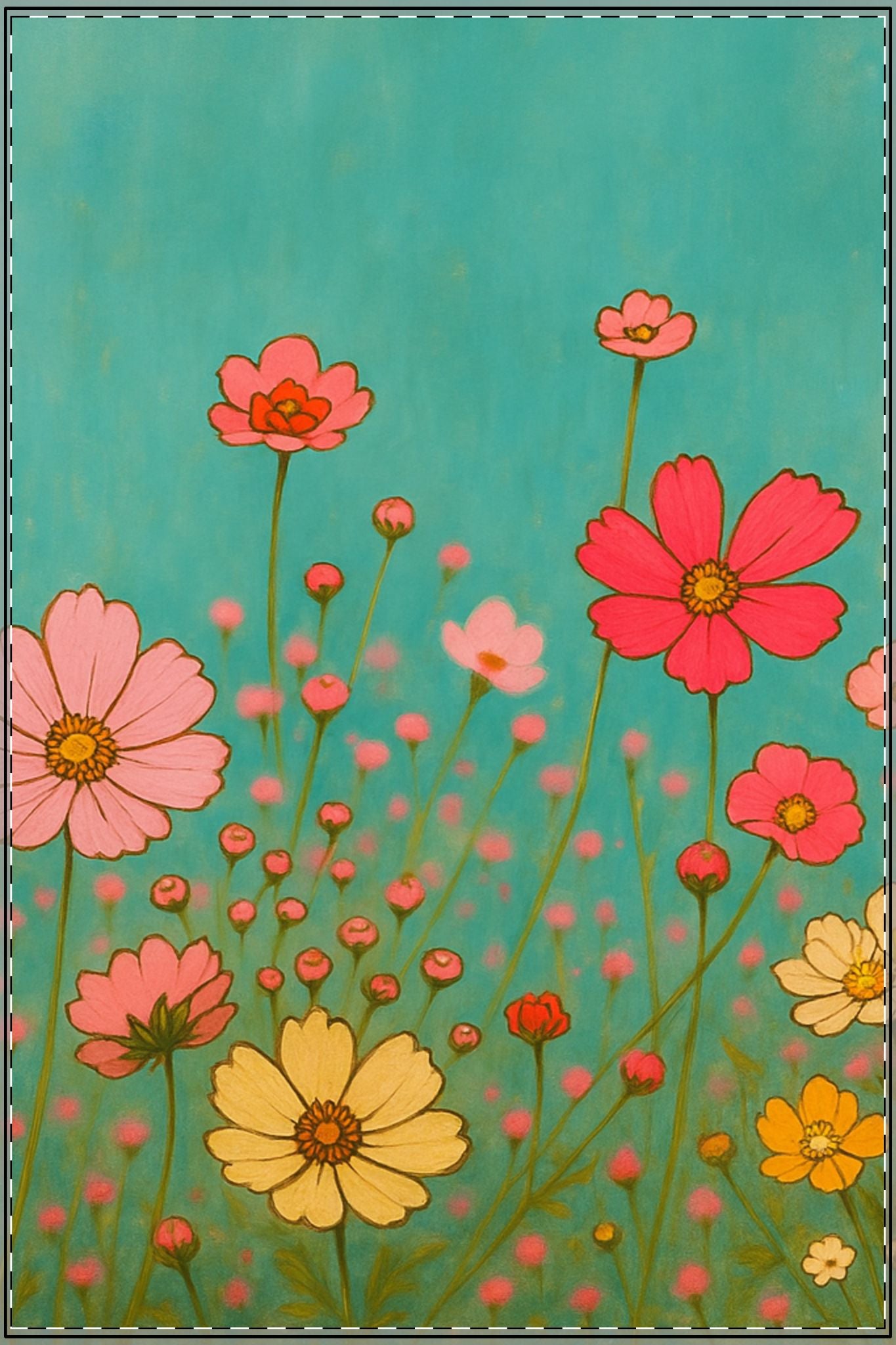 Blossom Breeze- Colorful Wildflower Art Print for Nursery or Bedroom | Floral Wall Decor on Satin Paper"