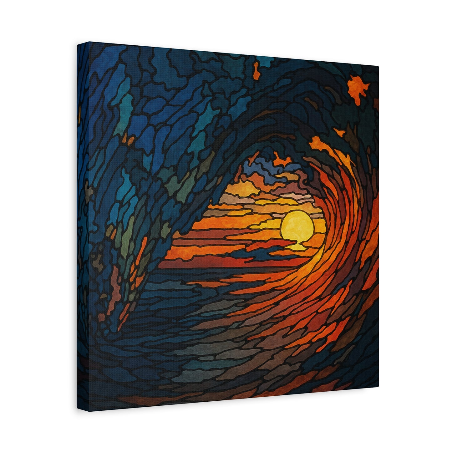 Sunset Barrel Wave-Matte Canvas Art, Sunset Wall Decor, Beach House Decoration, Coastal Home Decor, Gift for Art Lovers
