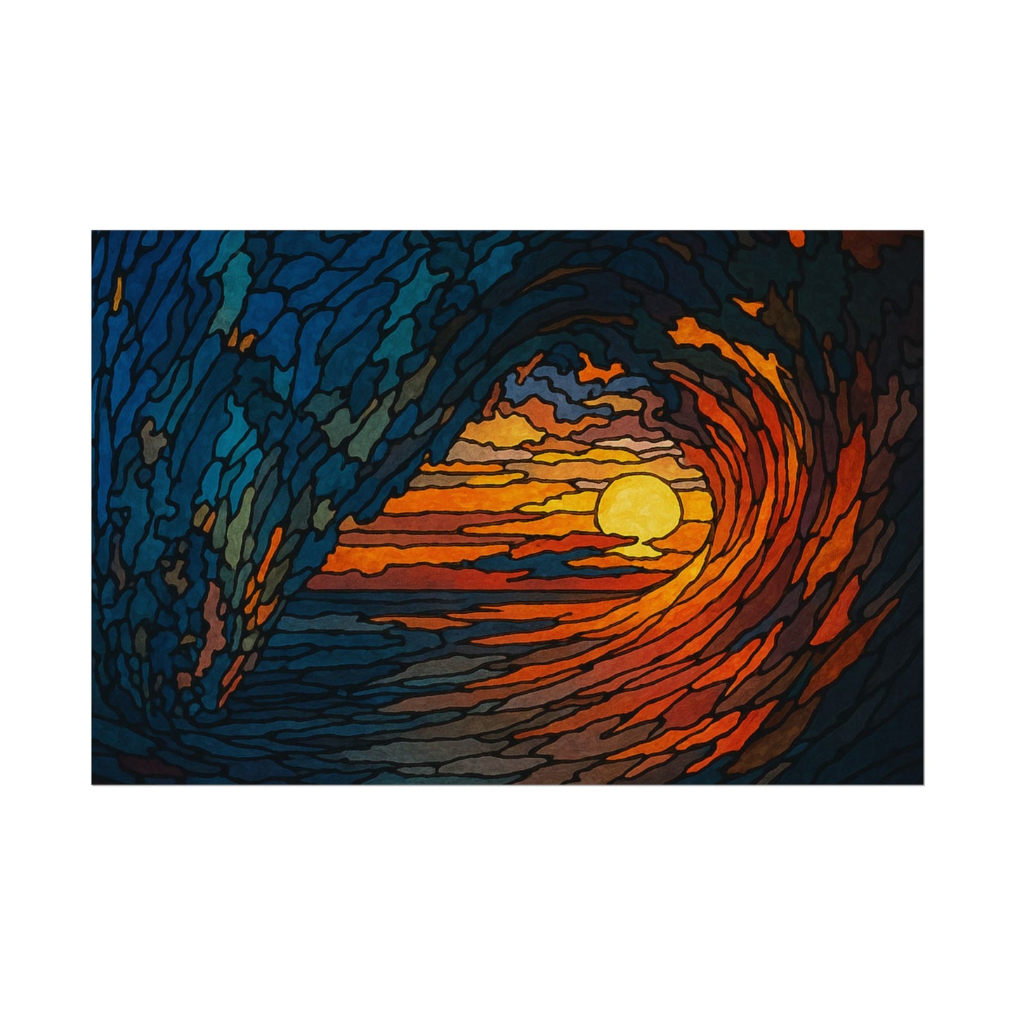 Sunset Barrel Wave, Poster Art, Ocean Decor for Beach Lovers, Art Print, Home Decoration, Gift for Sea Enthusiasts, Nautical Wall Art