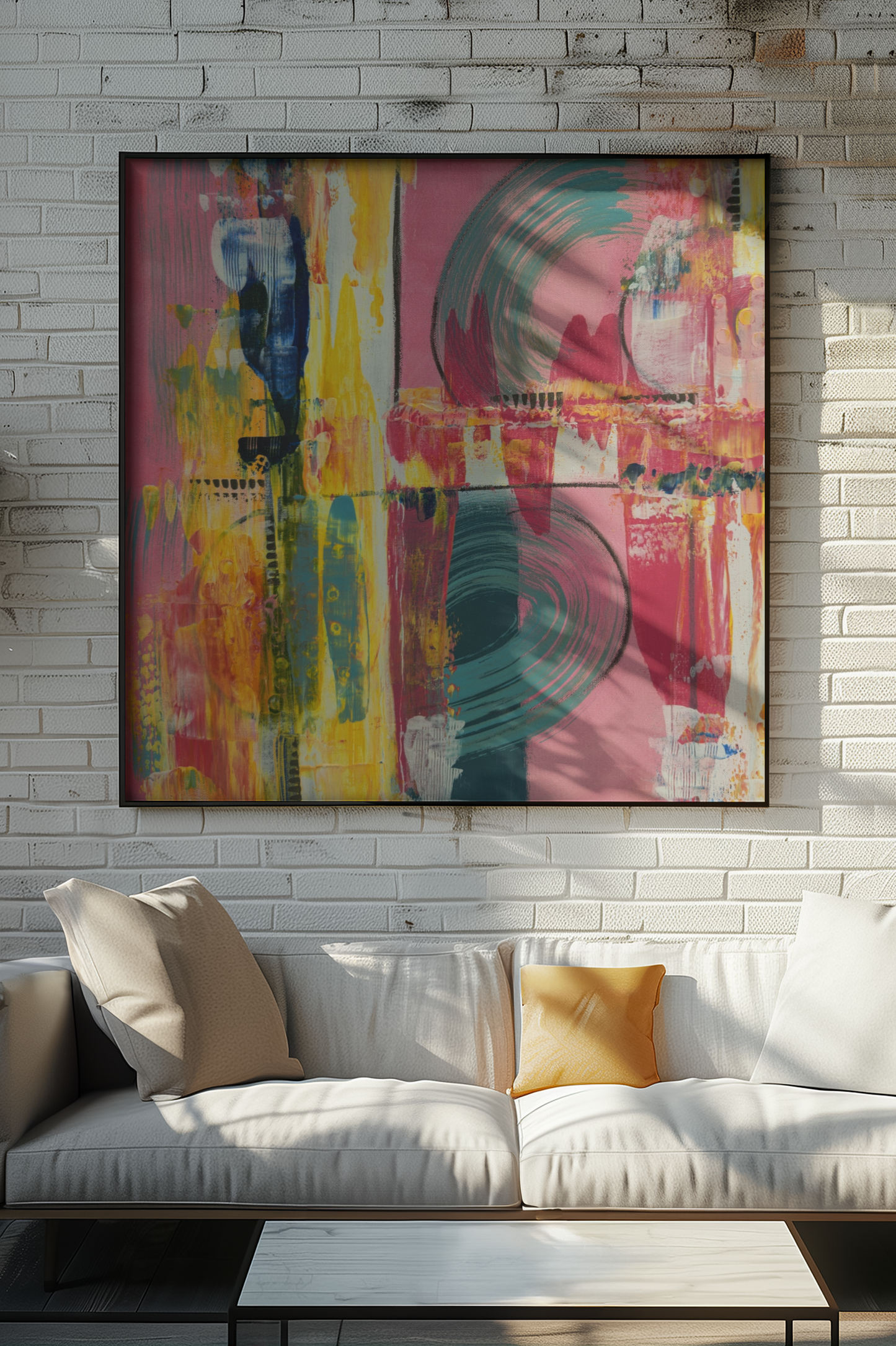 Twin Radiance No.1-Vibrant Abstract Art Print for Home Decor
