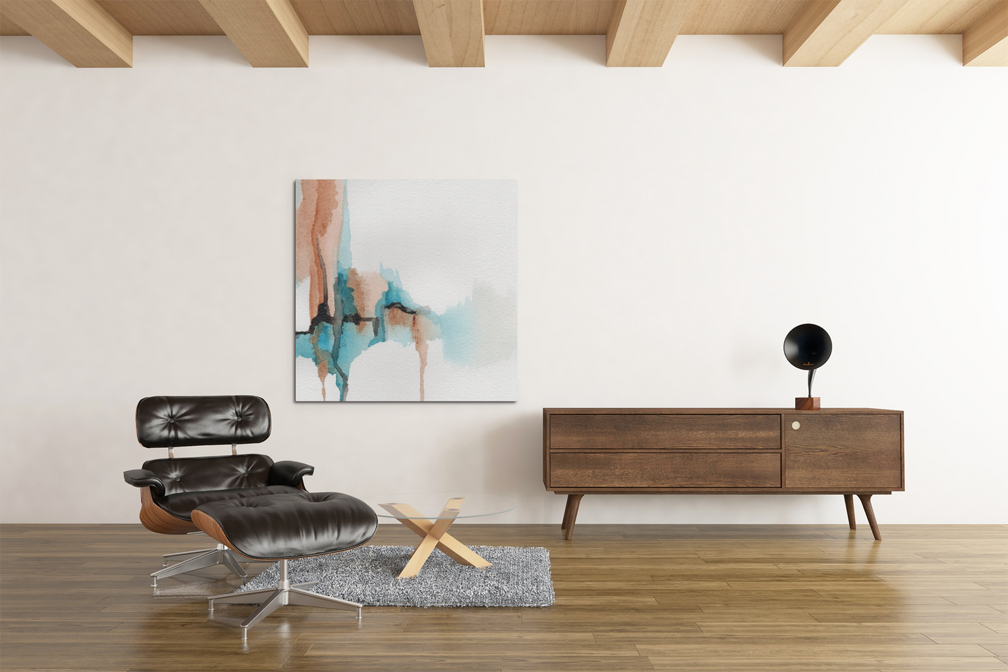 Desert Currents-Boho Abstract Wall Art in Copper and Turquoise