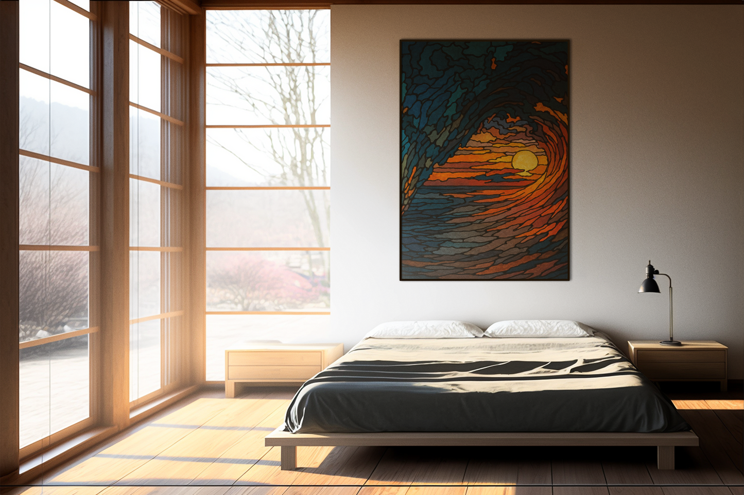 Sunset Barrel Wave, Poster Art, Ocean Decor for Beach Lovers, Art Print, Home Decoration, Gift for Sea Enthusiasts, Nautical Wall Art