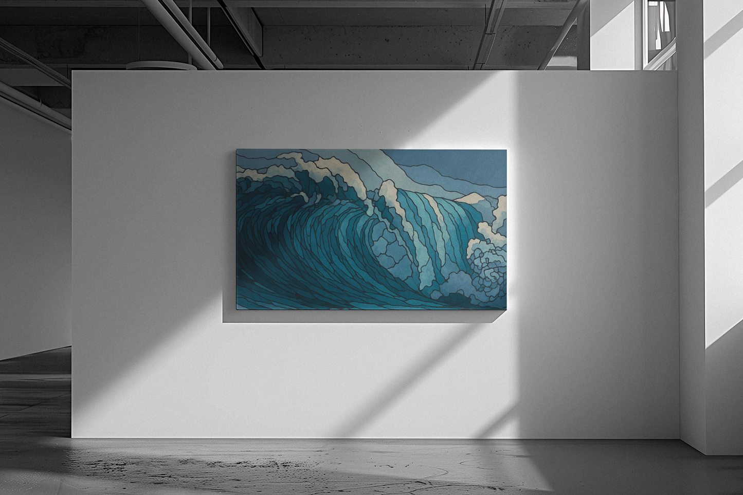 Tidal Energy, Abstract Digital Watercolor Wave Painting