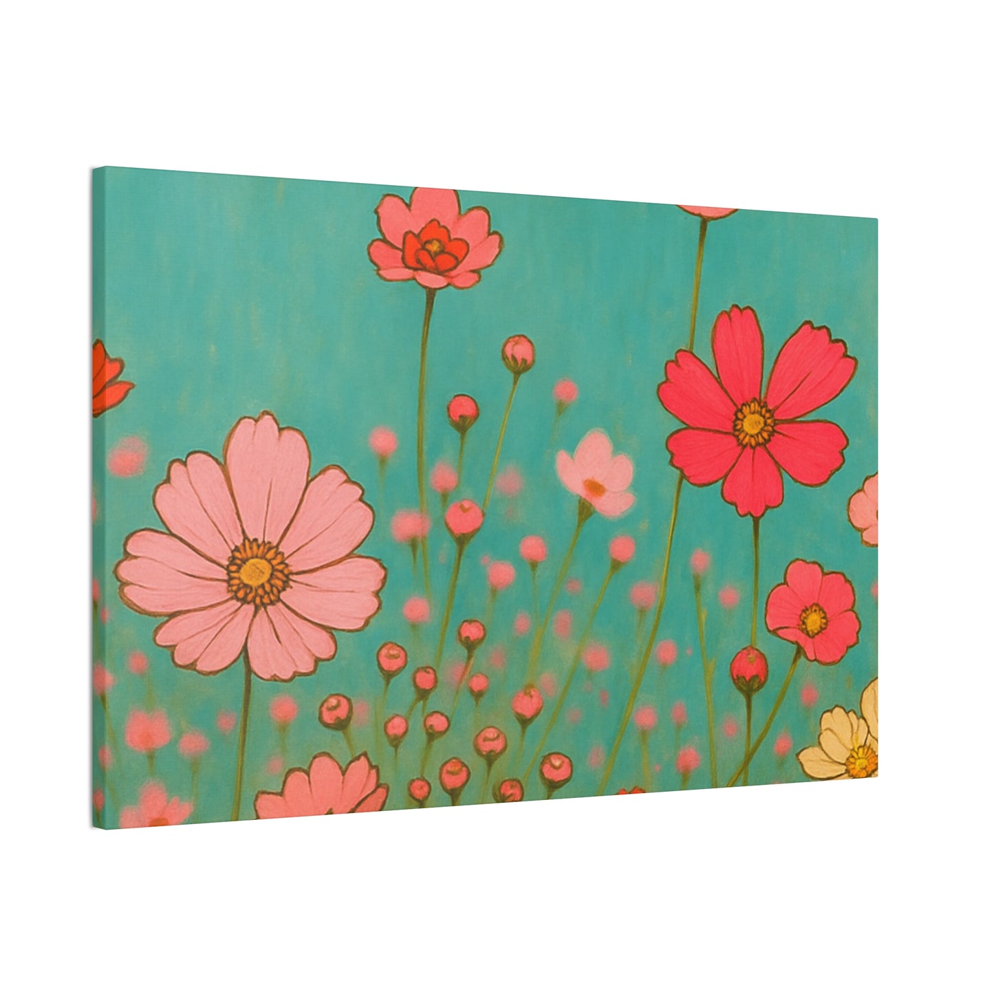 Blossom Breeze (Canvas)-Colorful Wildflower Art Print for Nursery or Bedroom | Floral Wall Decor