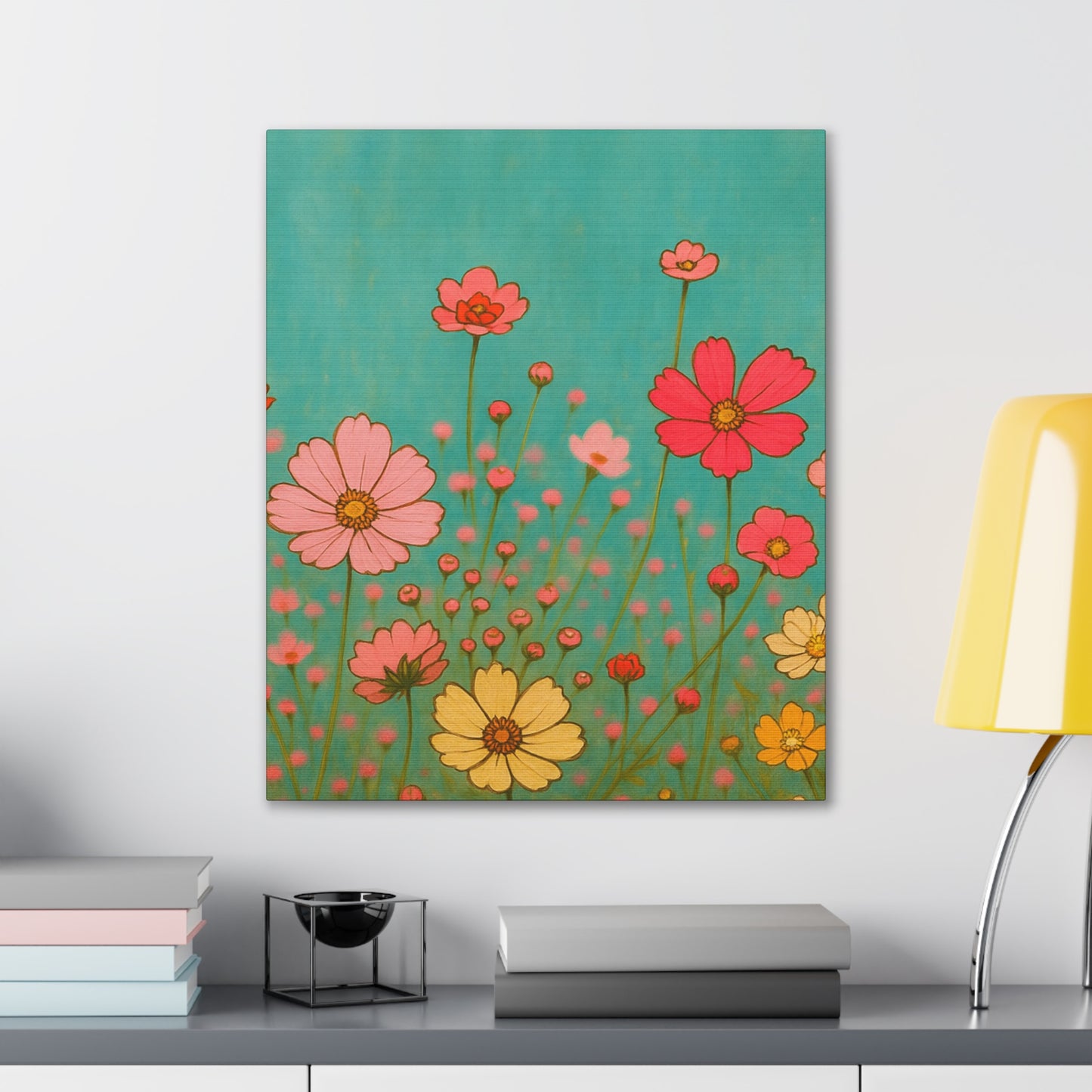Blossom Breeze (Canvas)-Colorful Wildflower Art Print for Nursery or Bedroom | Floral Wall Decor