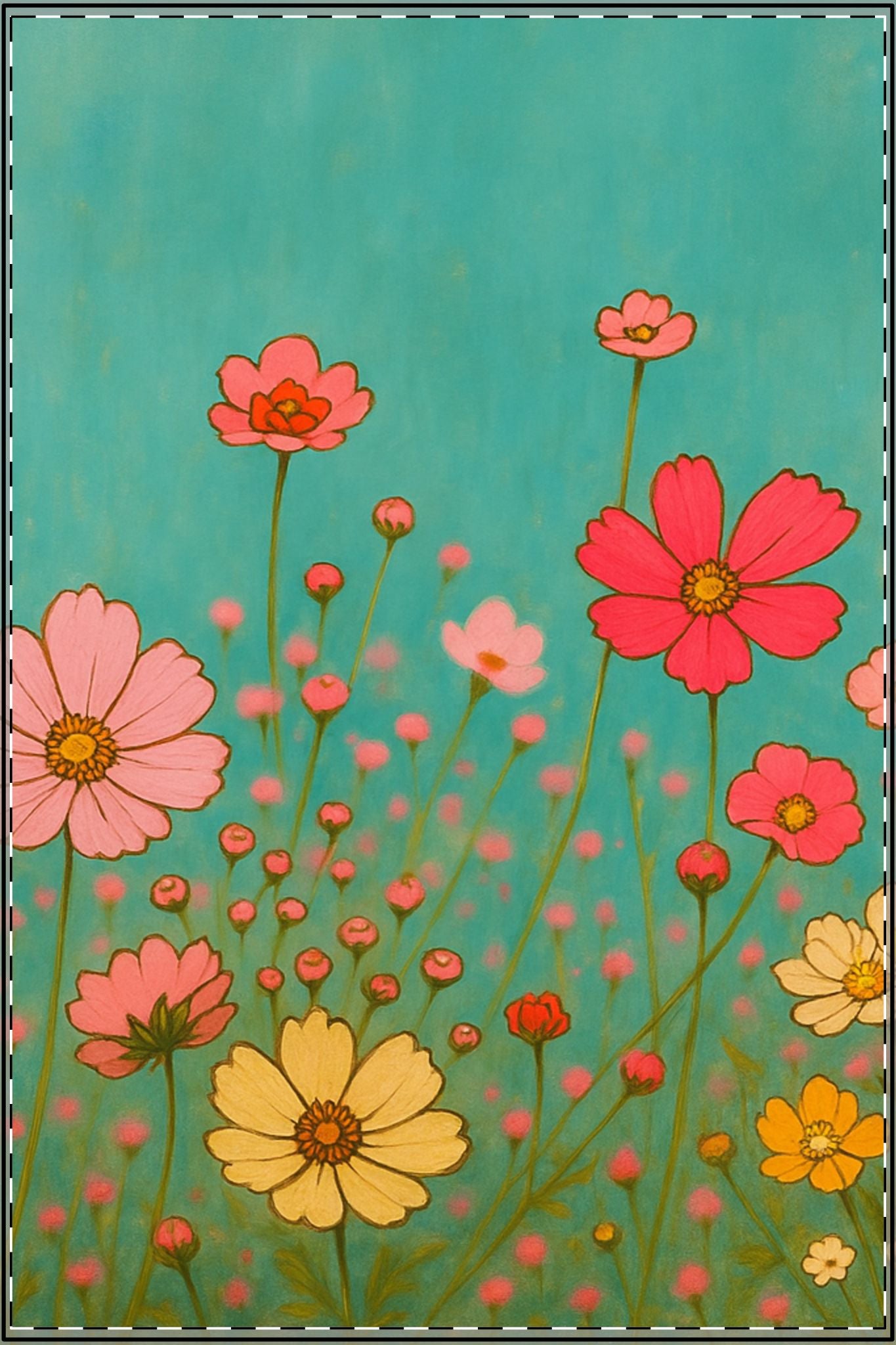 Blossom Breeze- Colorful Wildflower Art Print for Nursery or Bedroom | Floral Wall Decor on Satin Paper"