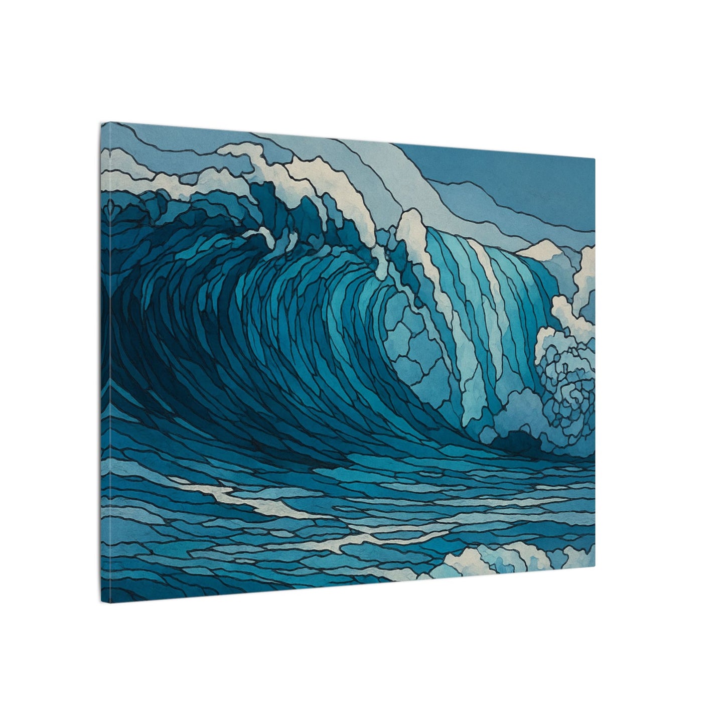 Ocean in Motion – Digital Watercolor Abstract Wave Wall Art Print