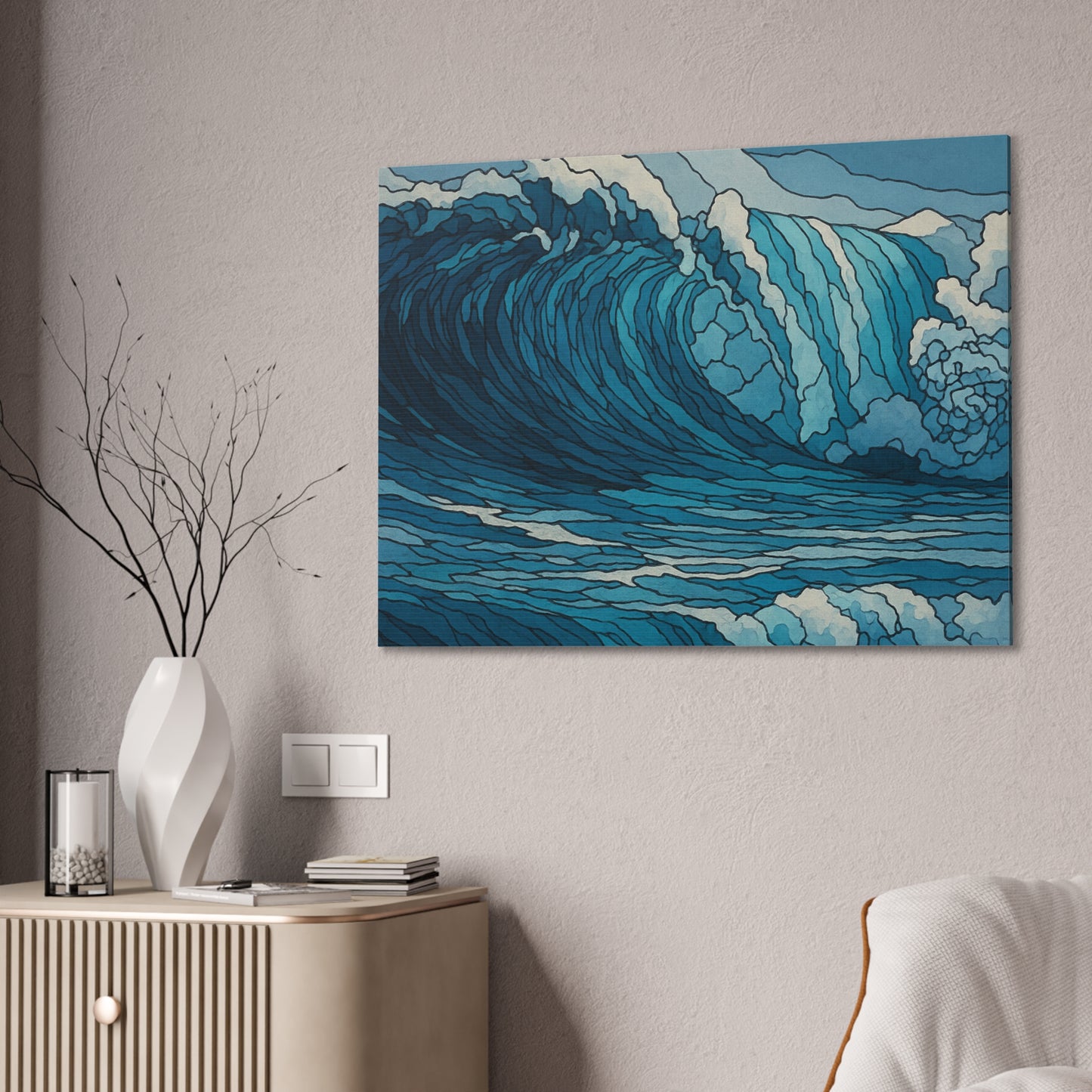 Tidal Energy, Abstract Digital Watercolor Wave Painting