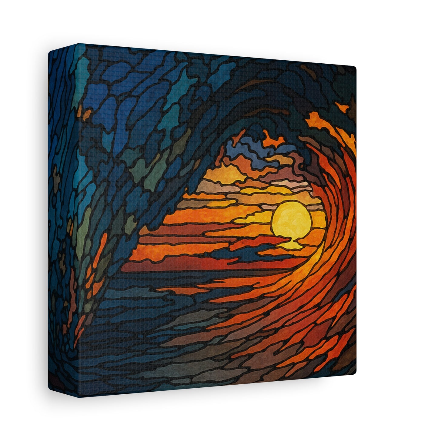 Sunset Barrel Wave-Matte Canvas Art, Sunset Wall Decor, Beach House Decoration, Coastal Home Decor, Gift for Art Lovers