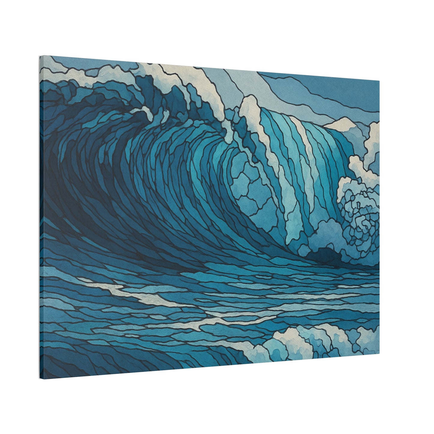 Tidal Energy, Abstract Digital Watercolor Wave Painting