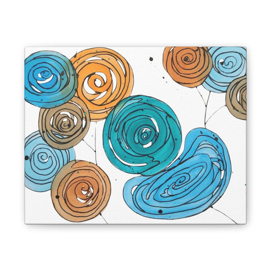 Spirals in Bloom I, Floral Abstract Decor, Home Decoration, Colorful Flower Painting, Boho Style Artwork, Gift for Her
