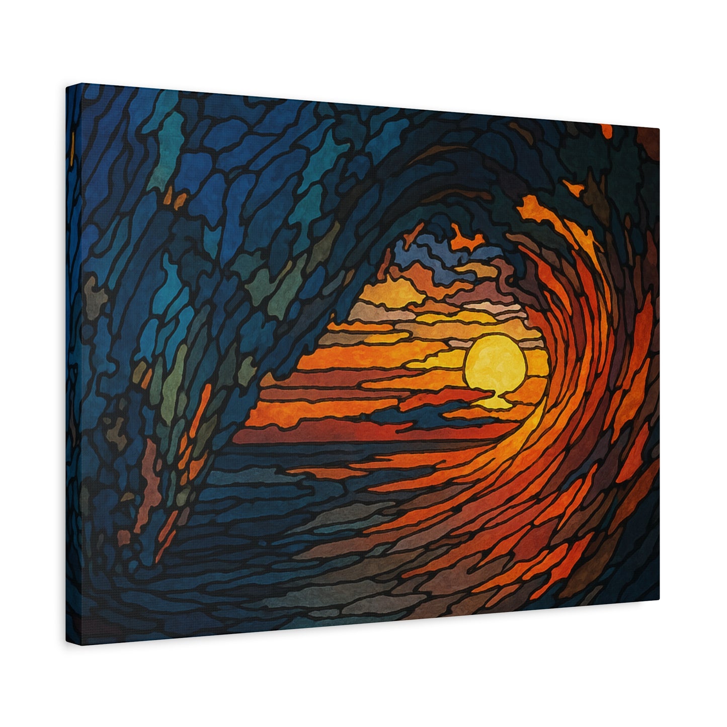 Sunset Barrel Wave-Matte Canvas Art, Sunset Wall Decor, Beach House Decoration, Coastal Home Decor, Gift for Art Lovers