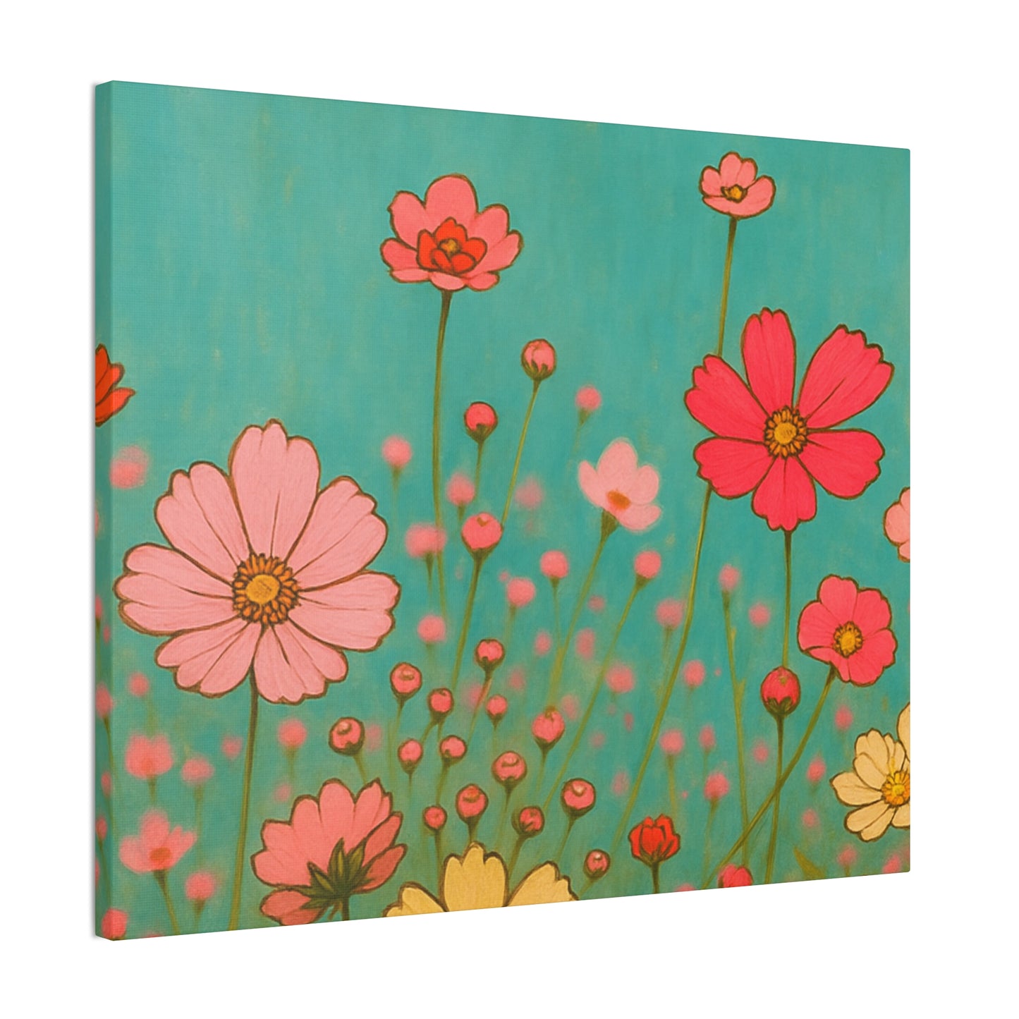 Blossom Breeze (Canvas)-Colorful Wildflower Art Print for Nursery or Bedroom | Floral Wall Decor