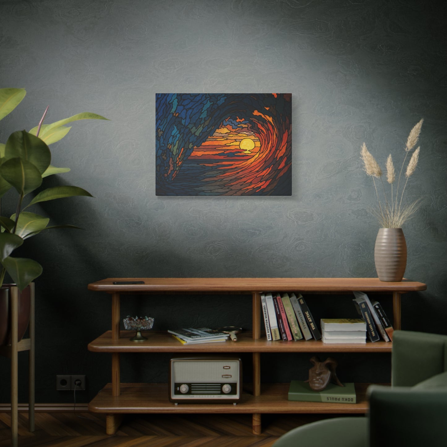 Sunset Barrel Wave-Matte Canvas Art, Sunset Wall Decor, Beach House Decoration, Coastal Home Decor, Gift for Art Lovers