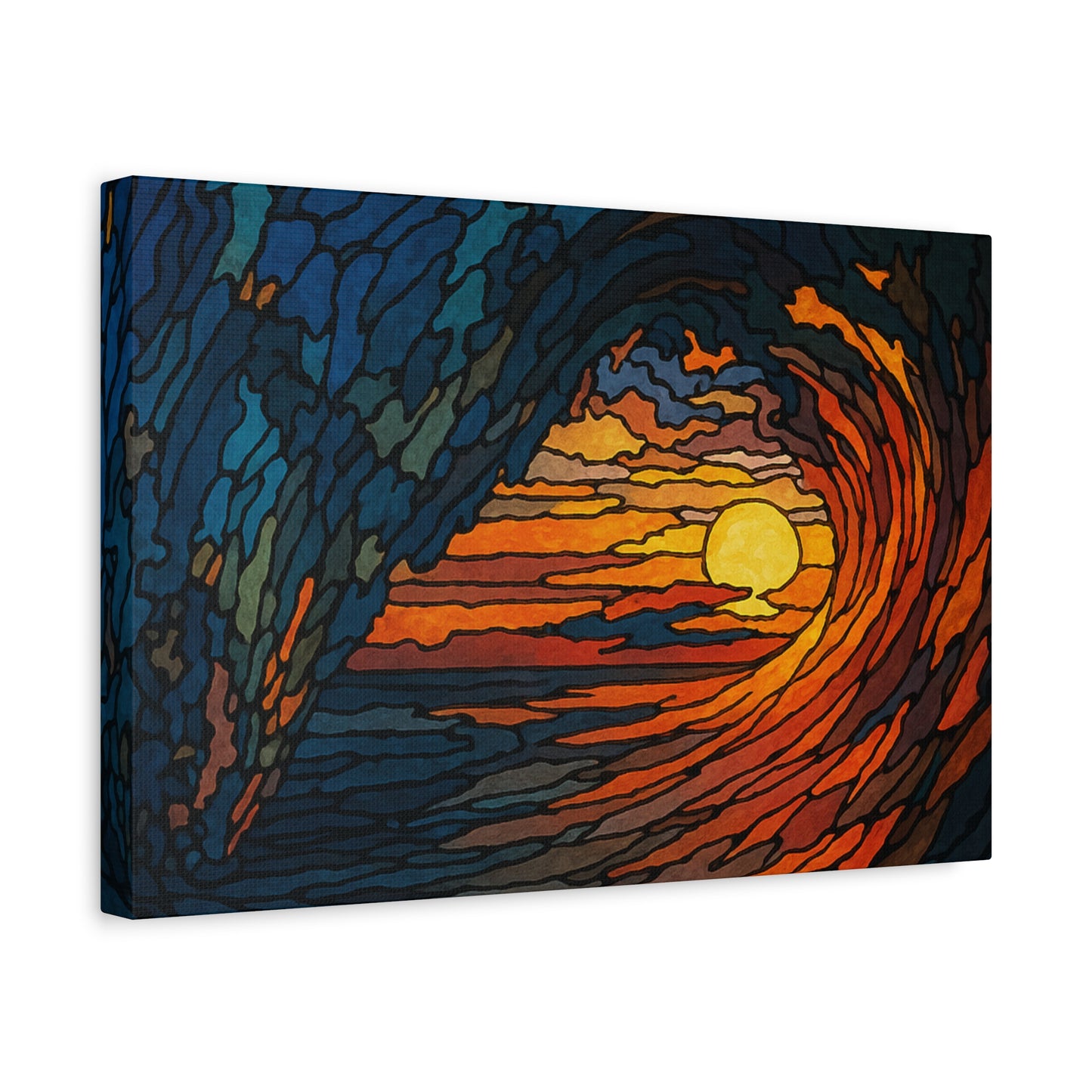 Sunset Barrel Wave-Matte Canvas Art, Sunset Wall Decor, Beach House Decoration, Coastal Home Decor, Gift for Art Lovers
