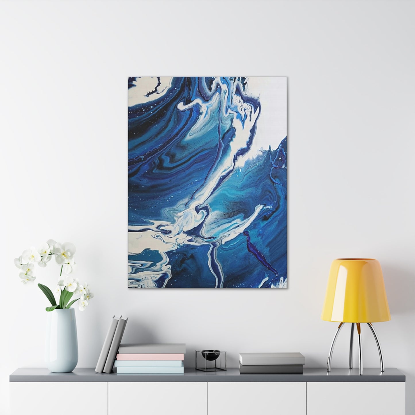 Ocean in Motion (Vertical) Modern Ocean-Inspired Abstract Art for Beach House Decor