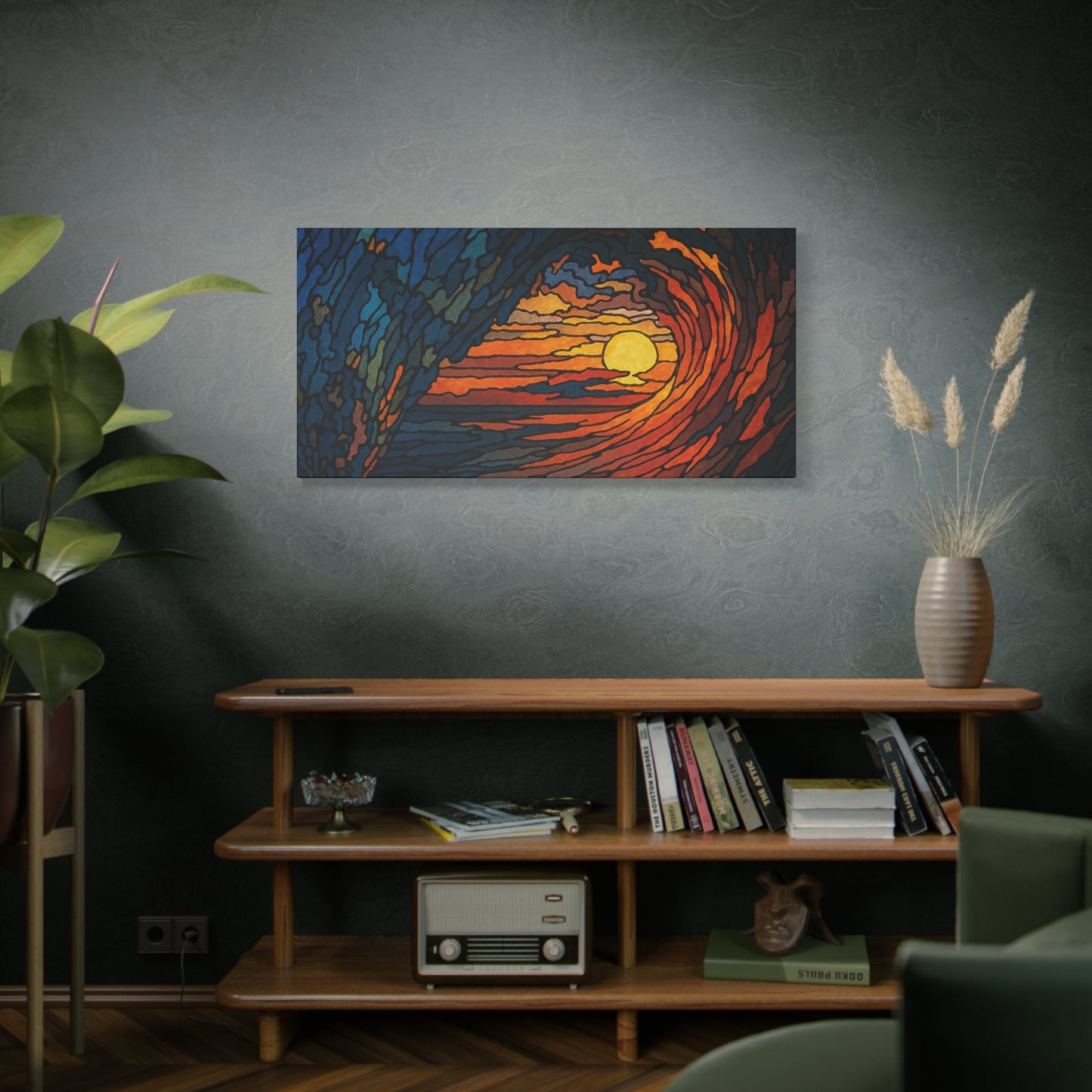 Sunset Barrel Wave-Matte Canvas Art, Sunset Wall Decor, Beach House Decoration, Coastal Home Decor, Gift for Art Lovers