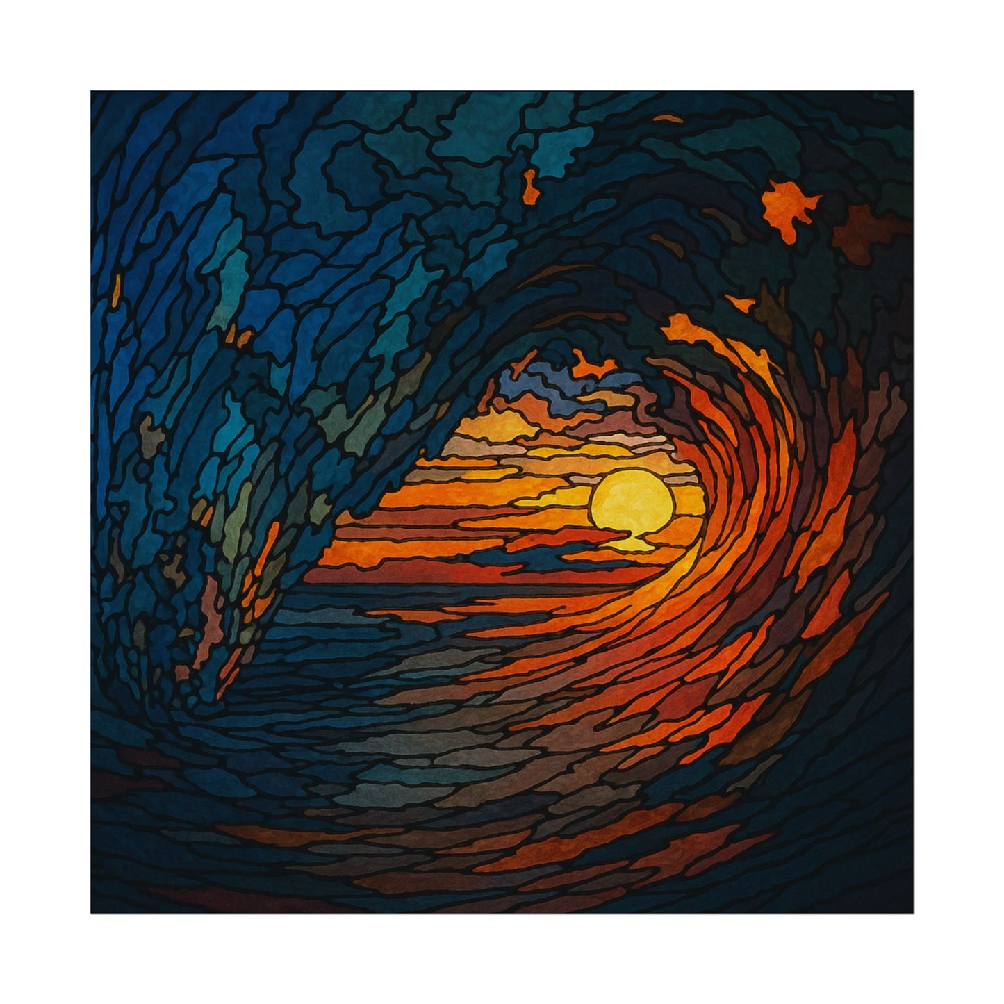 Sunset Barrel Wave, Poster Art, Ocean Decor for Beach Lovers, Art Print, Home Decoration, Gift for Sea Enthusiasts, Nautical Wall Art