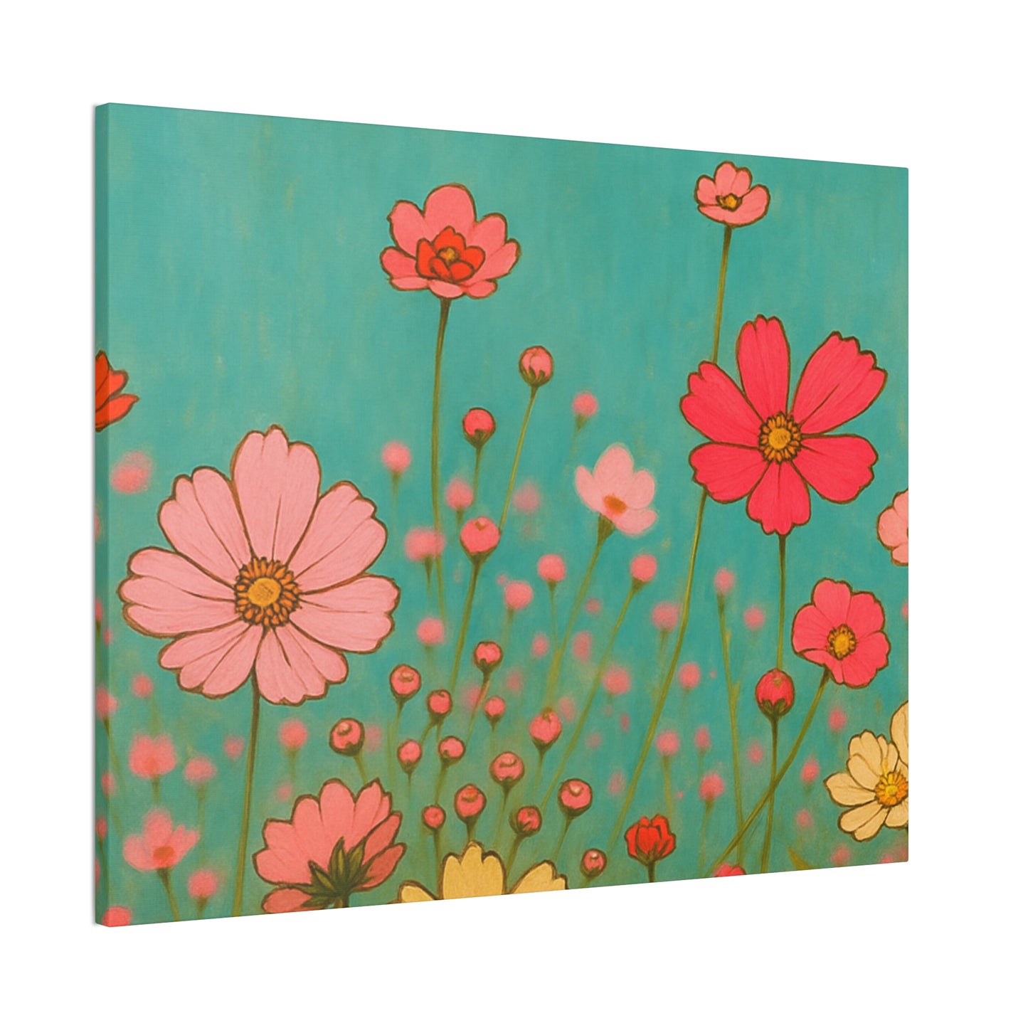 Blossom Breeze (Canvas)-Colorful Wildflower Art Print for Nursery or Bedroom | Floral Wall Decor
