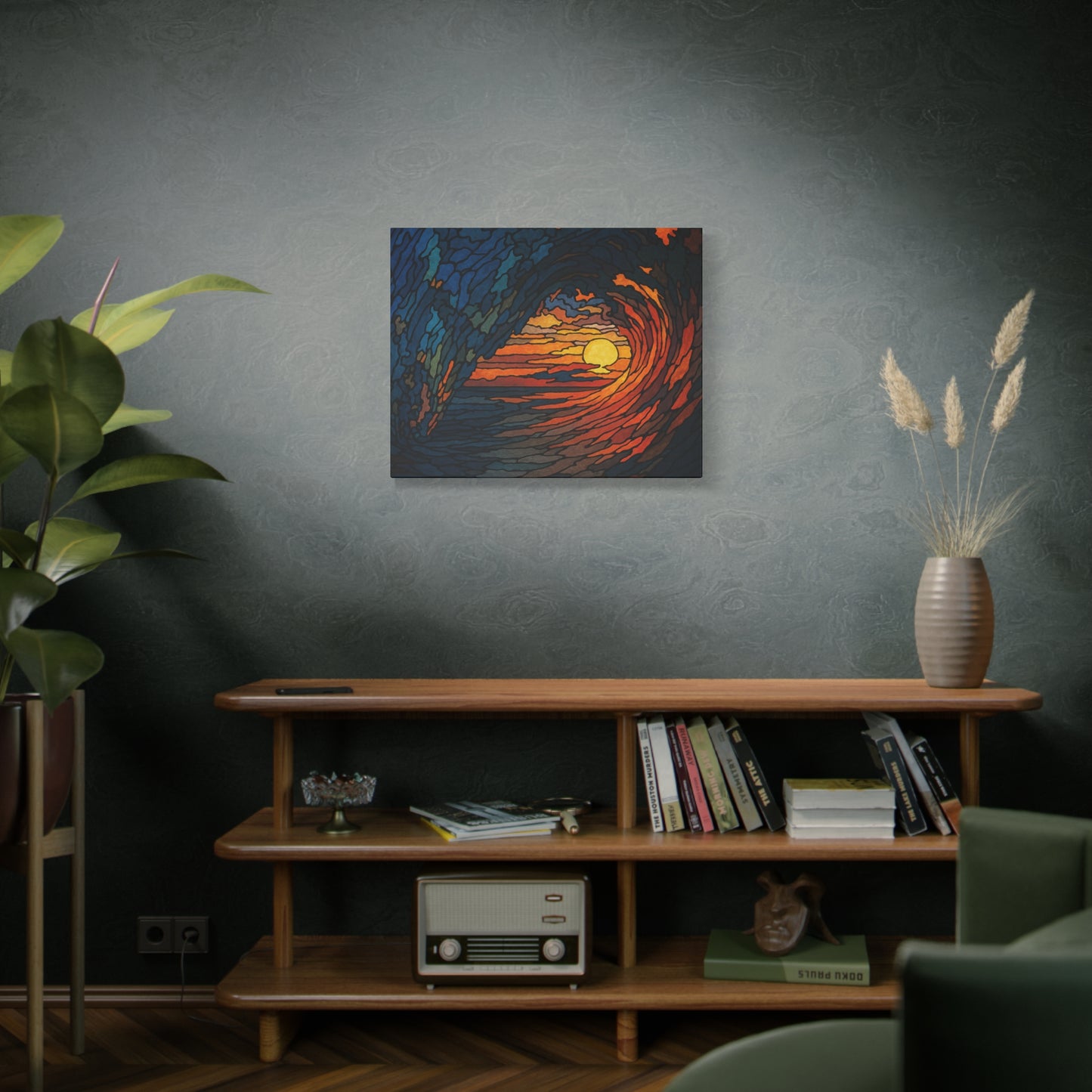 Sunset Barrel Wave-Matte Canvas Art, Sunset Wall Decor, Beach House Decoration, Coastal Home Decor, Gift for Art Lovers