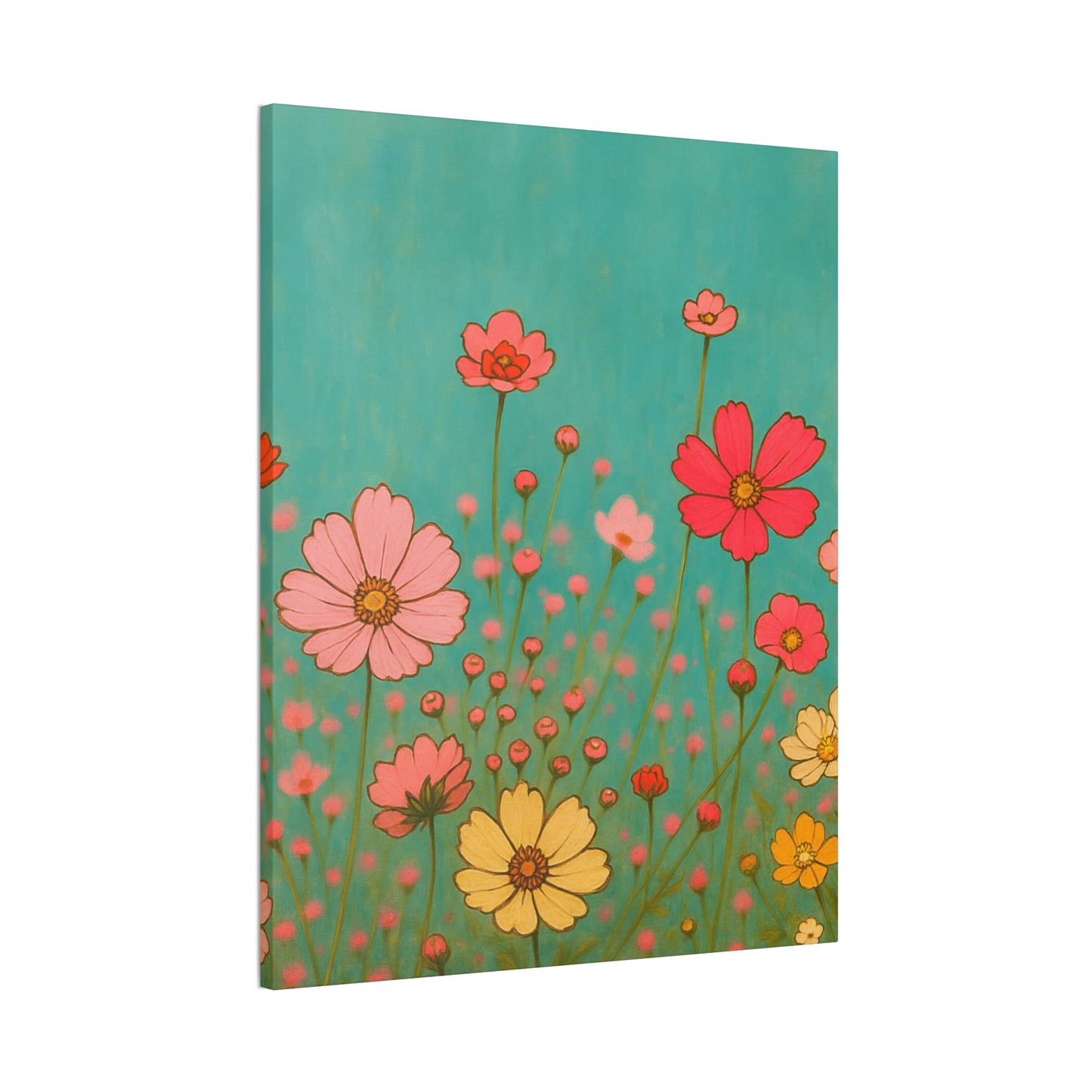 Blossom Breeze (Canvas)-Colorful Wildflower Art Print for Nursery or Bedroom | Floral Wall Decor