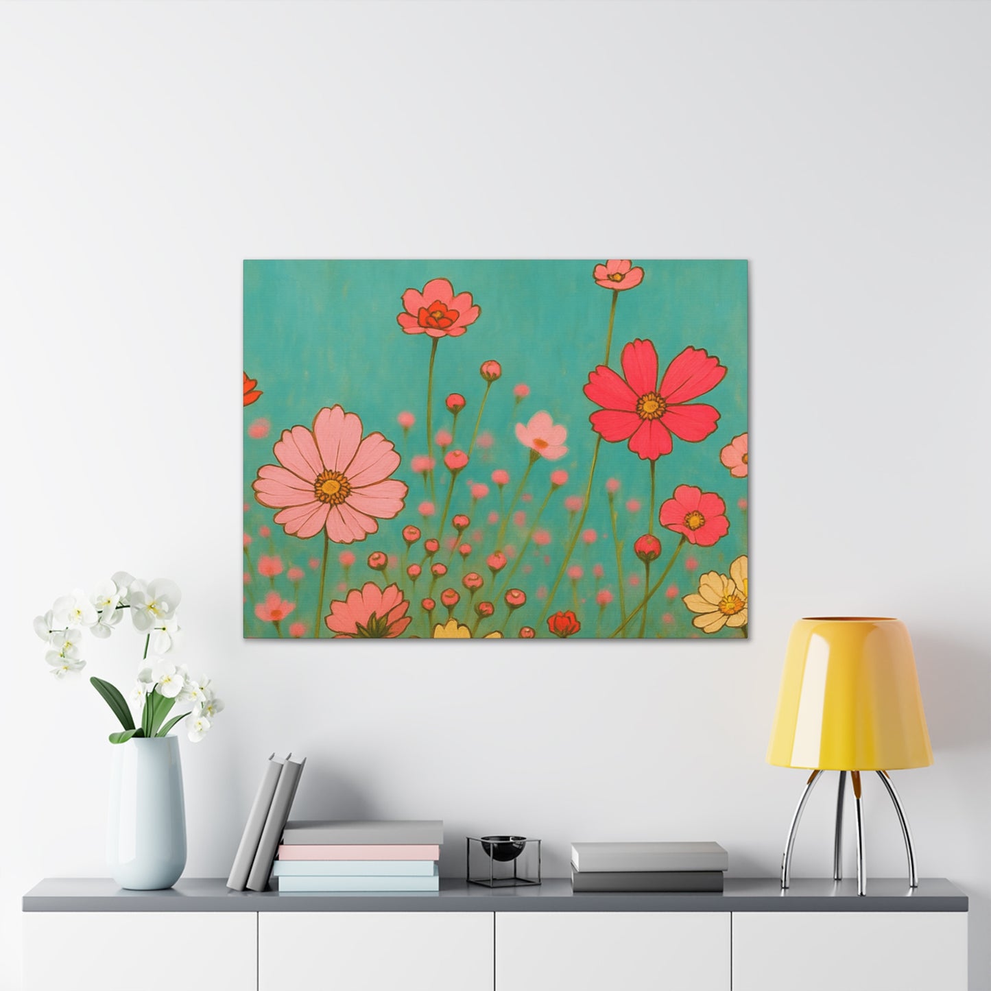 Blossom Breeze (Canvas)-Colorful Wildflower Art Print for Nursery or Bedroom | Floral Wall Decor